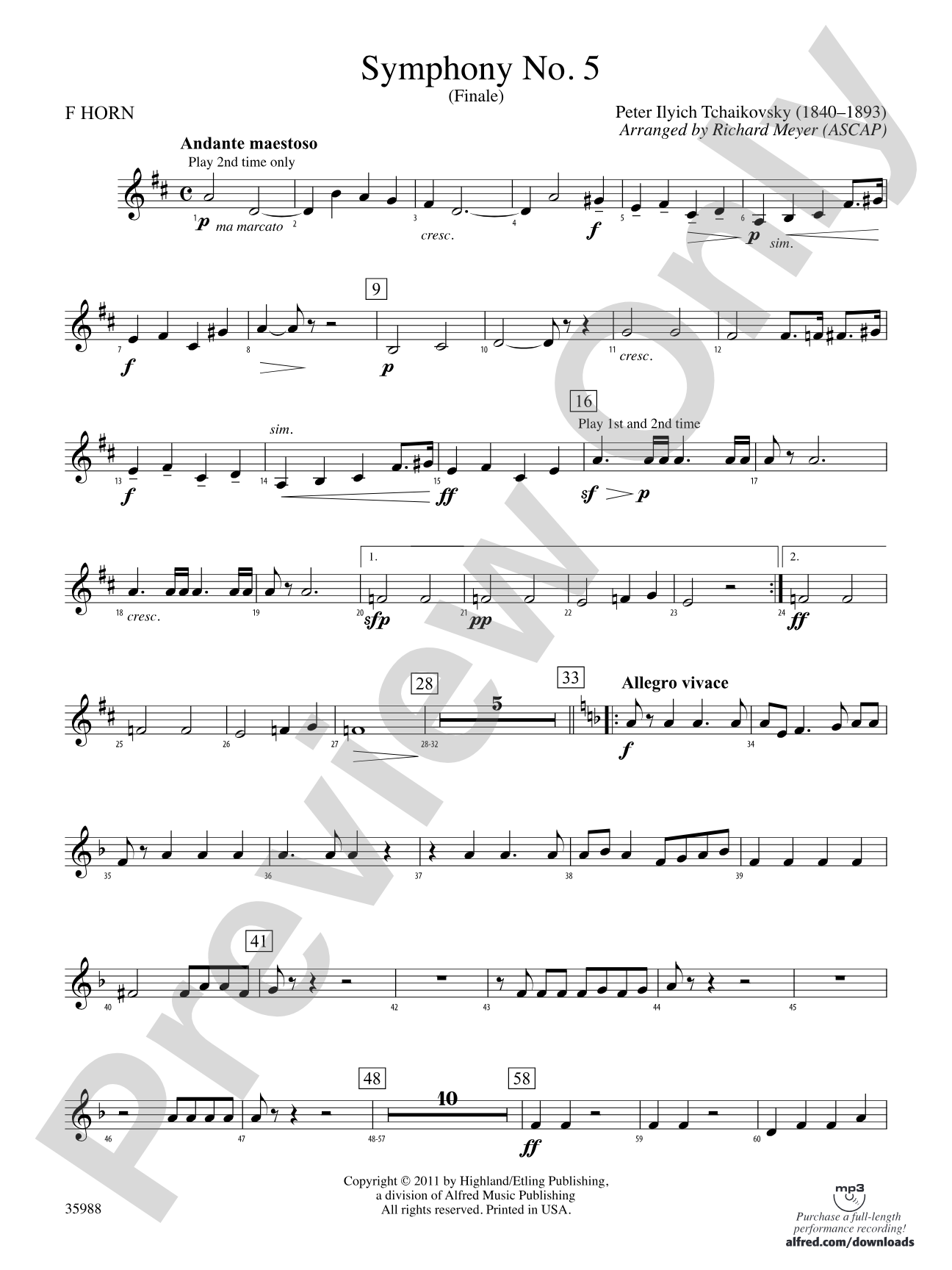 Symphony No. 5: 1st F Horn