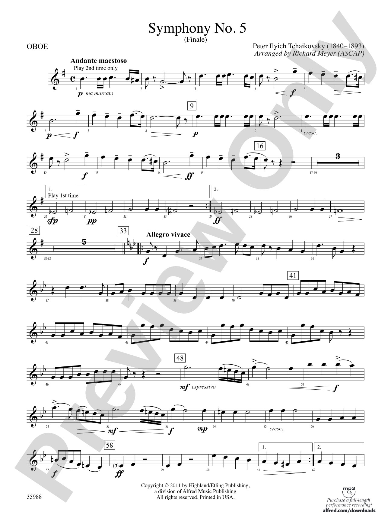Symphony No. 5: Oboe