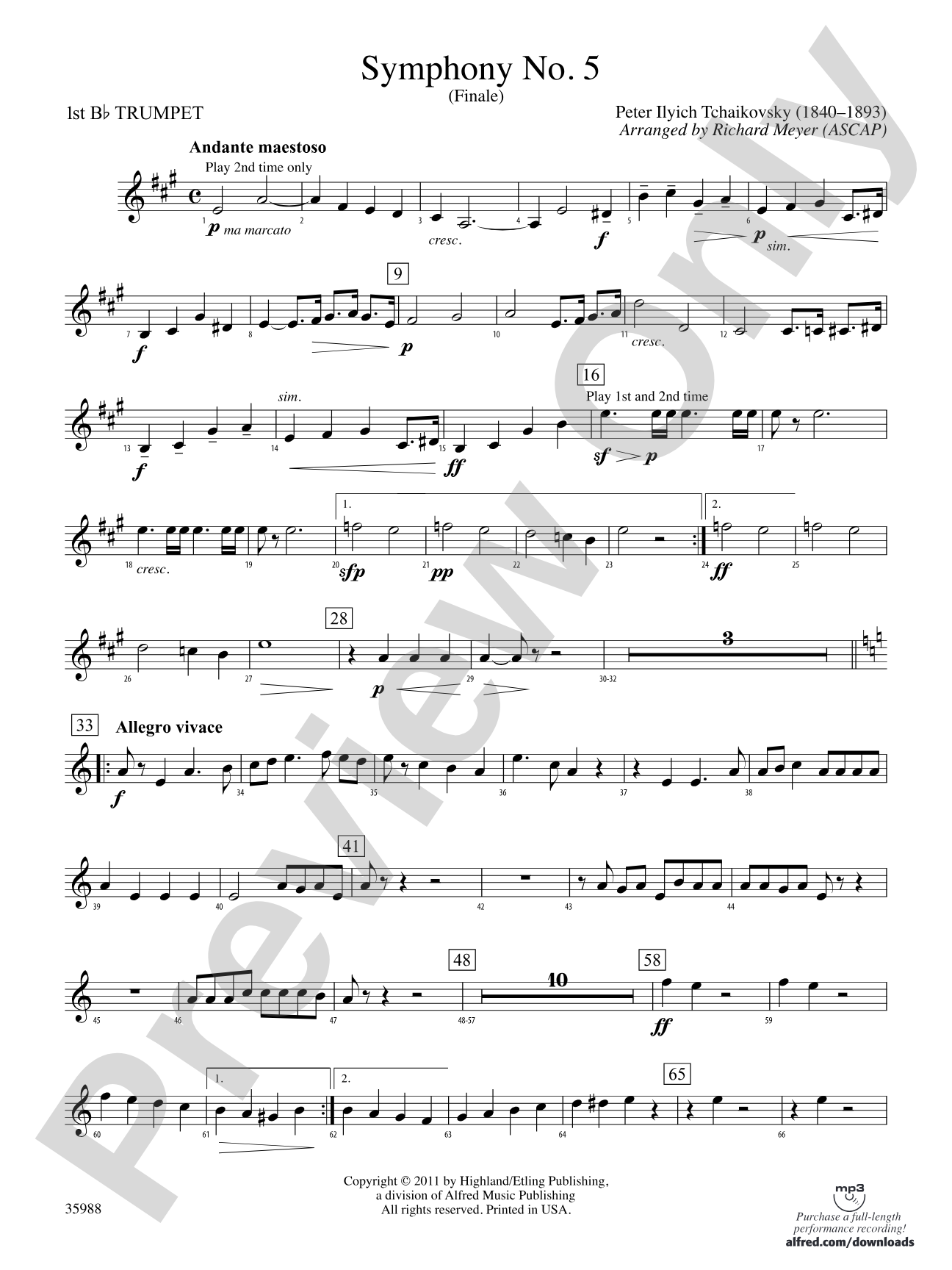 Symphony No. 5: 1st B-flat Trumpet