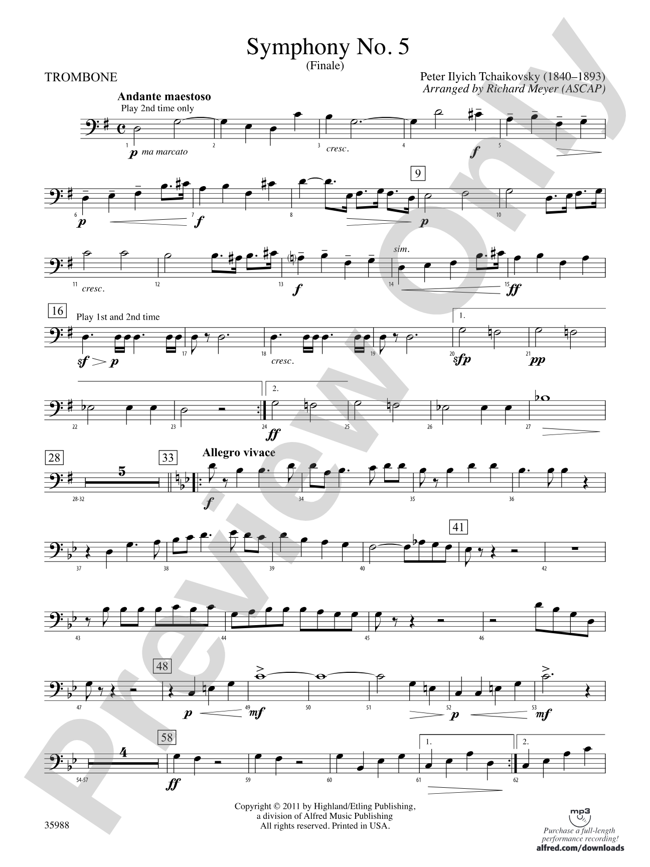 Symphony No. 5: 1st Trombone