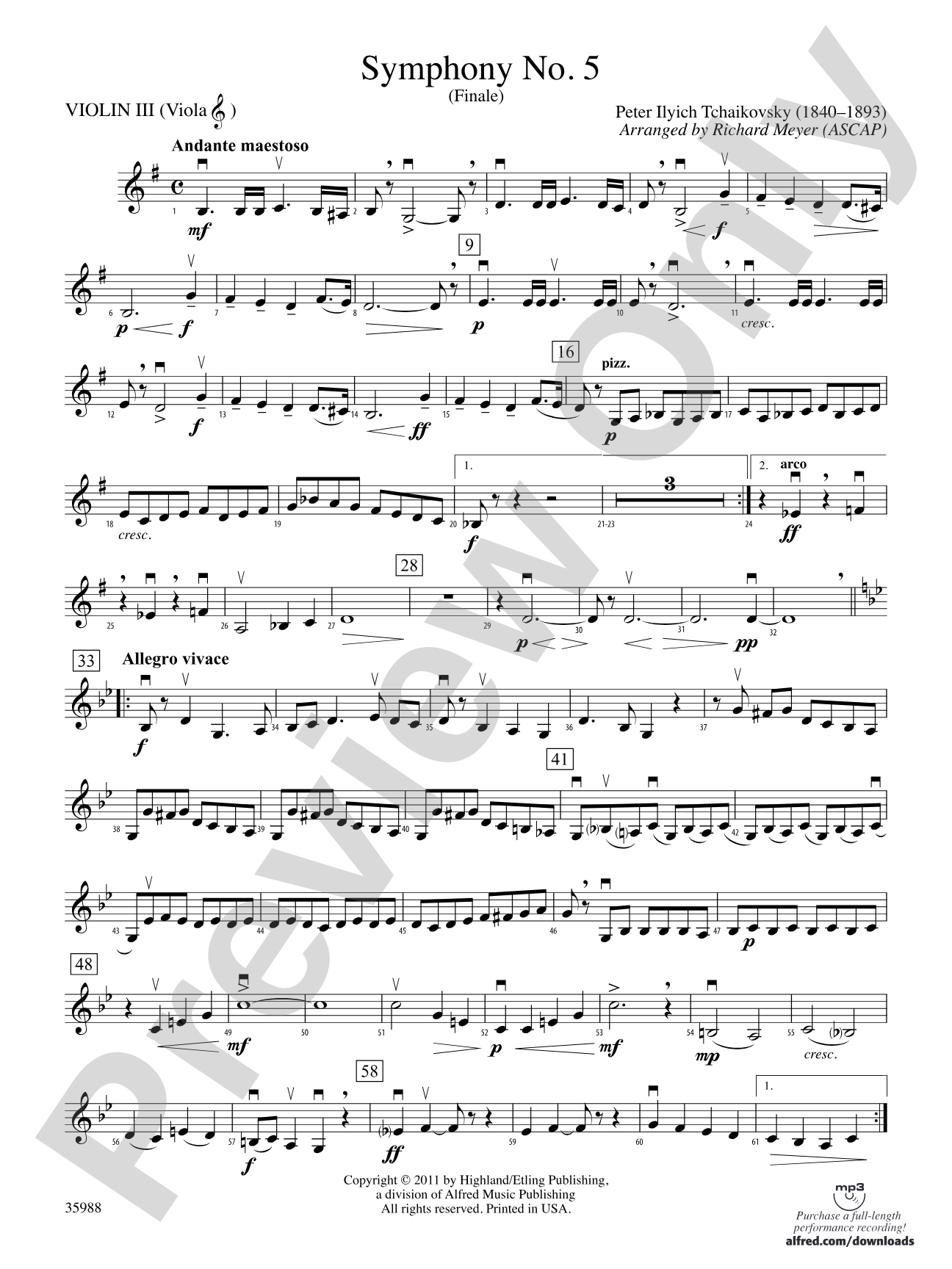 Symphony No. 5: 3rd Violin (Viola [TC])