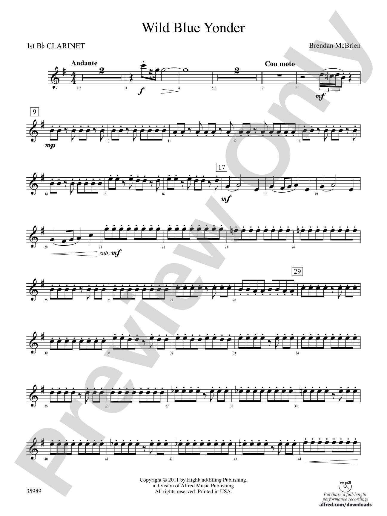 Wild Blue Yonder: 1st B-flat Clarinet