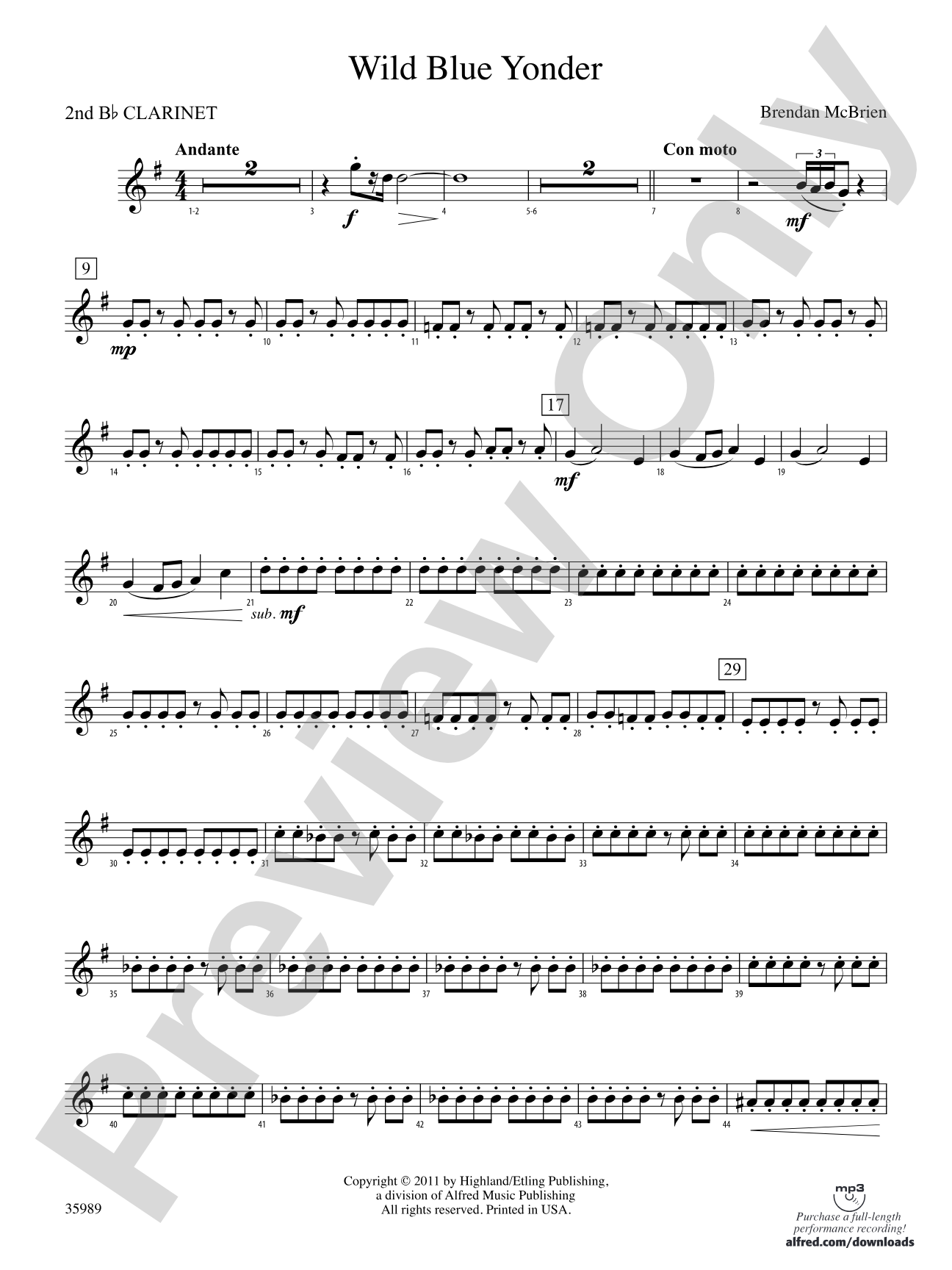 Wild Blue Yonder: 2nd B-flat Clarinet