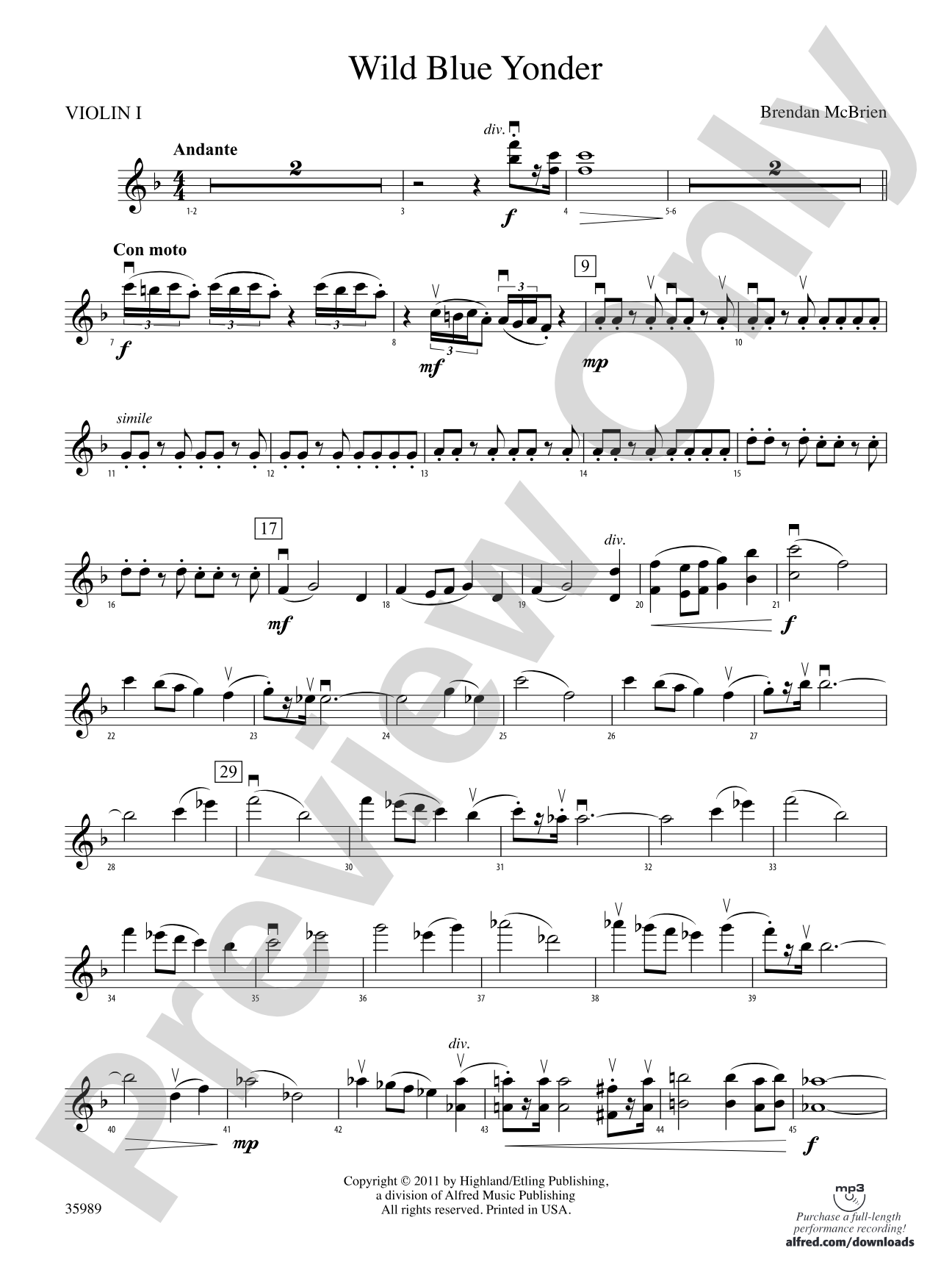 Wild Blue Yonder: 1st Violin