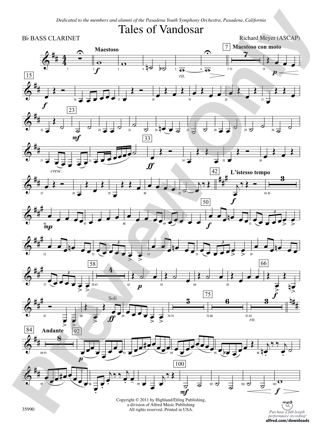 Tales of Vandosar: B-flat Bass Clarinet