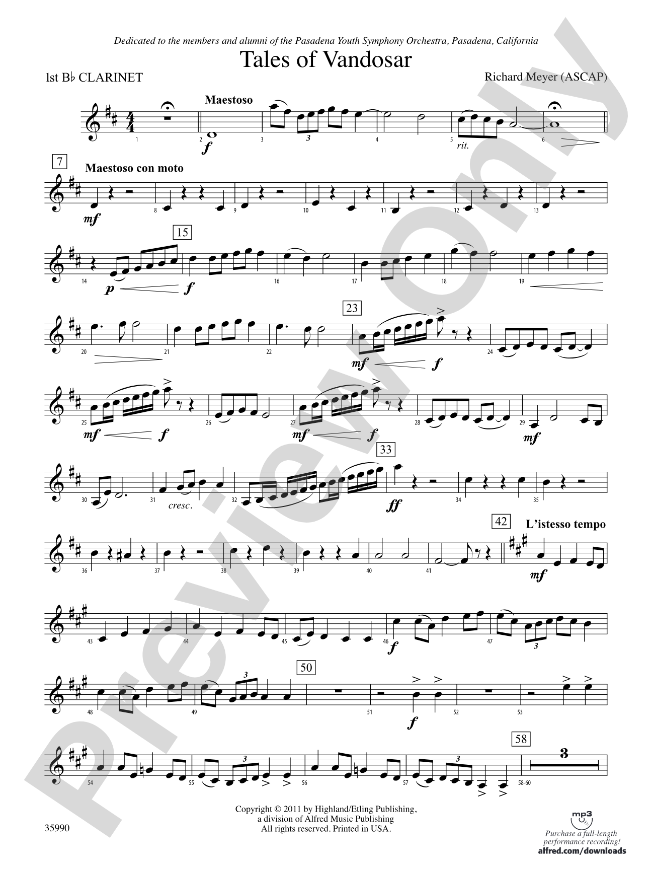 Tales of Vandosar: 1st B-flat Clarinet