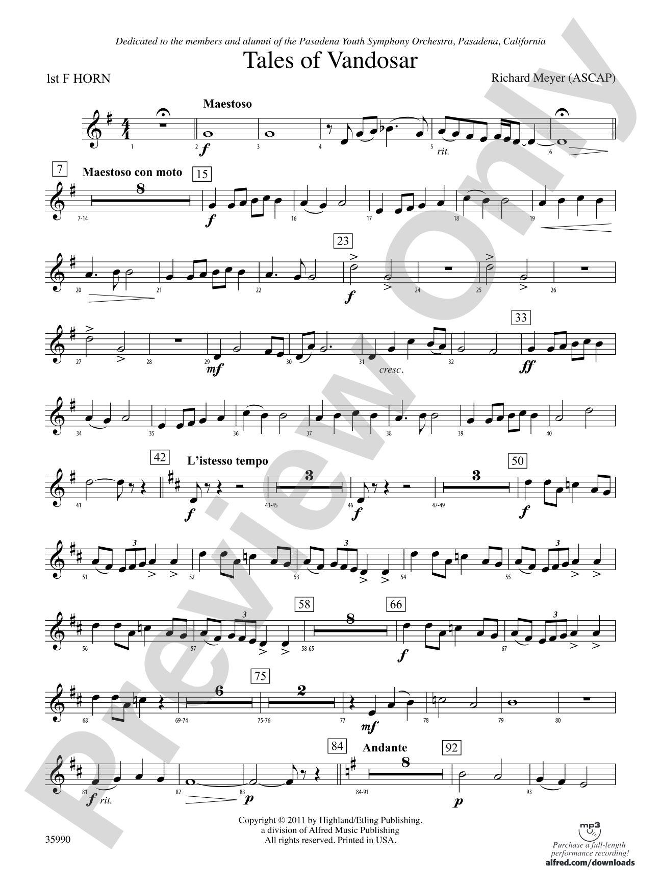 Tales of Vandosar: 1st F Horn