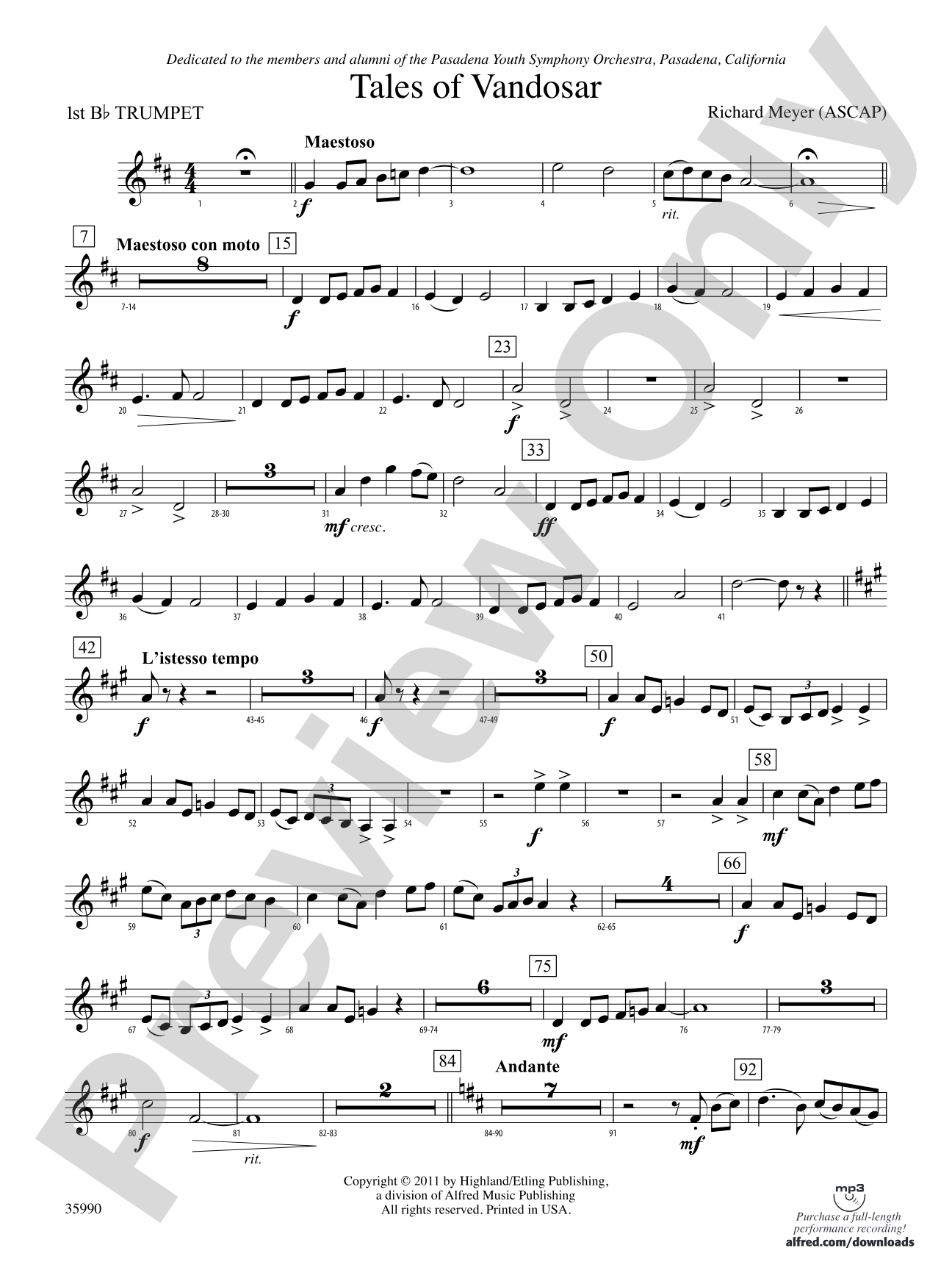 Tales of Vandosar: 1st B-flat Trumpet
