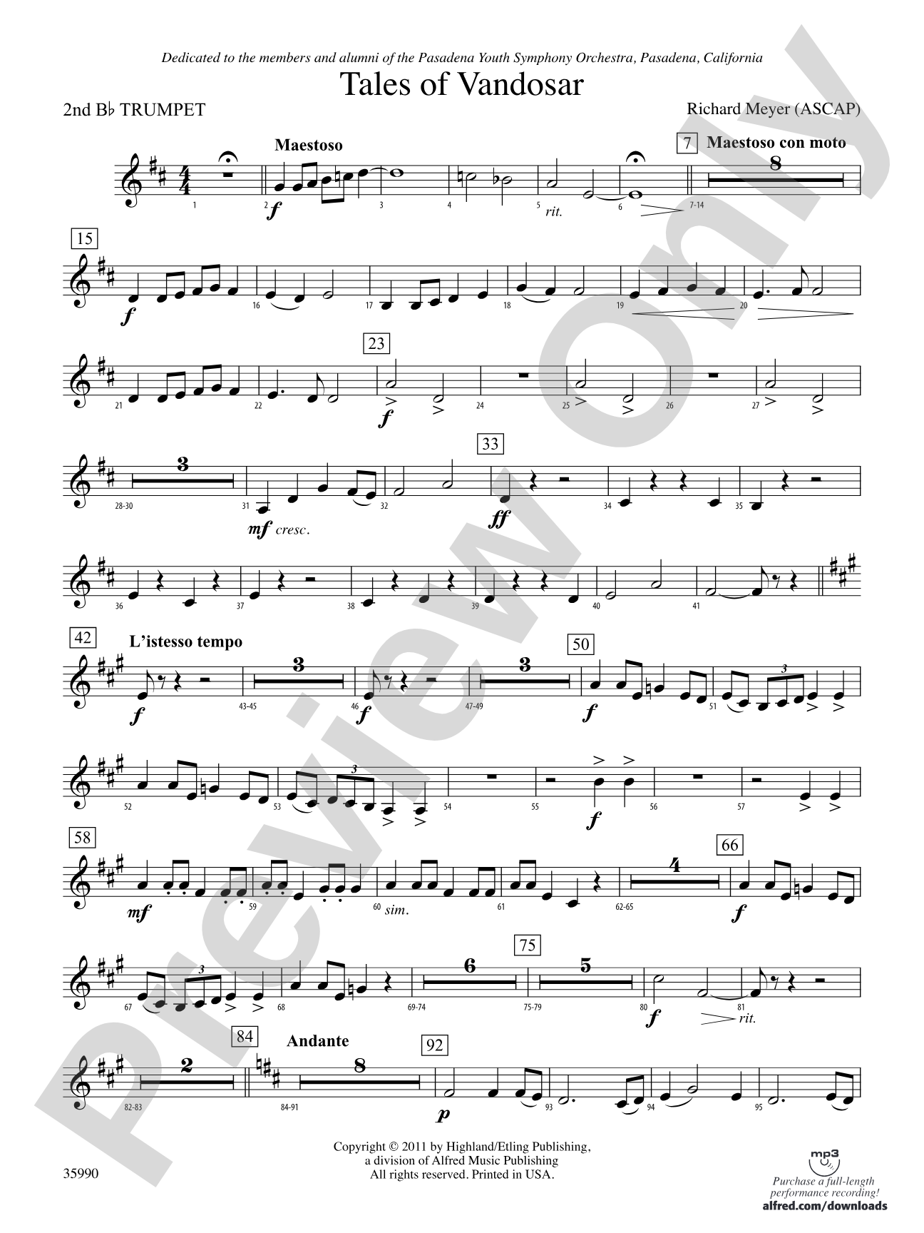 Tales of Vandosar: 2nd B-flat Trumpet