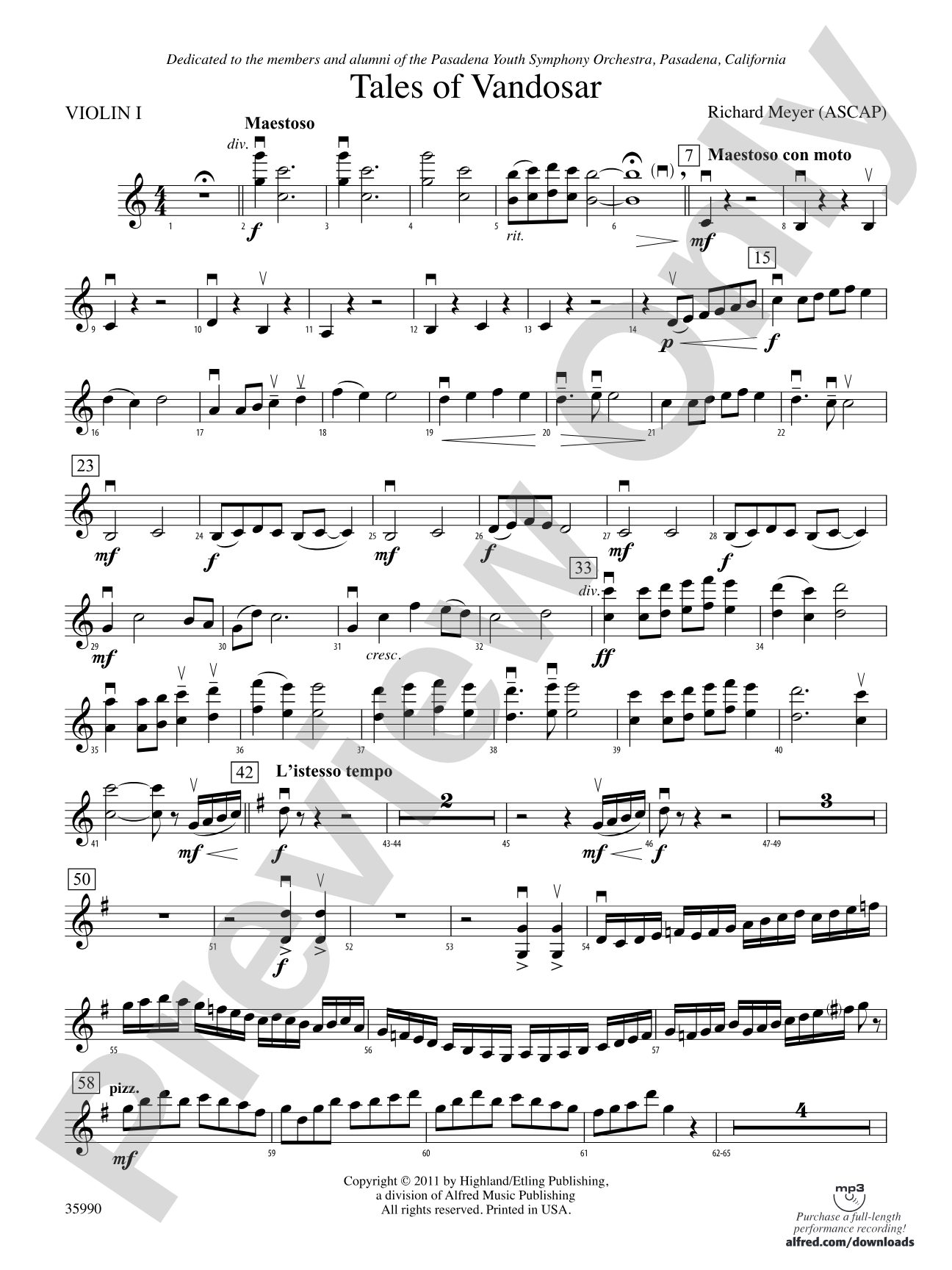 Tales of Vandosar: 1st Violin