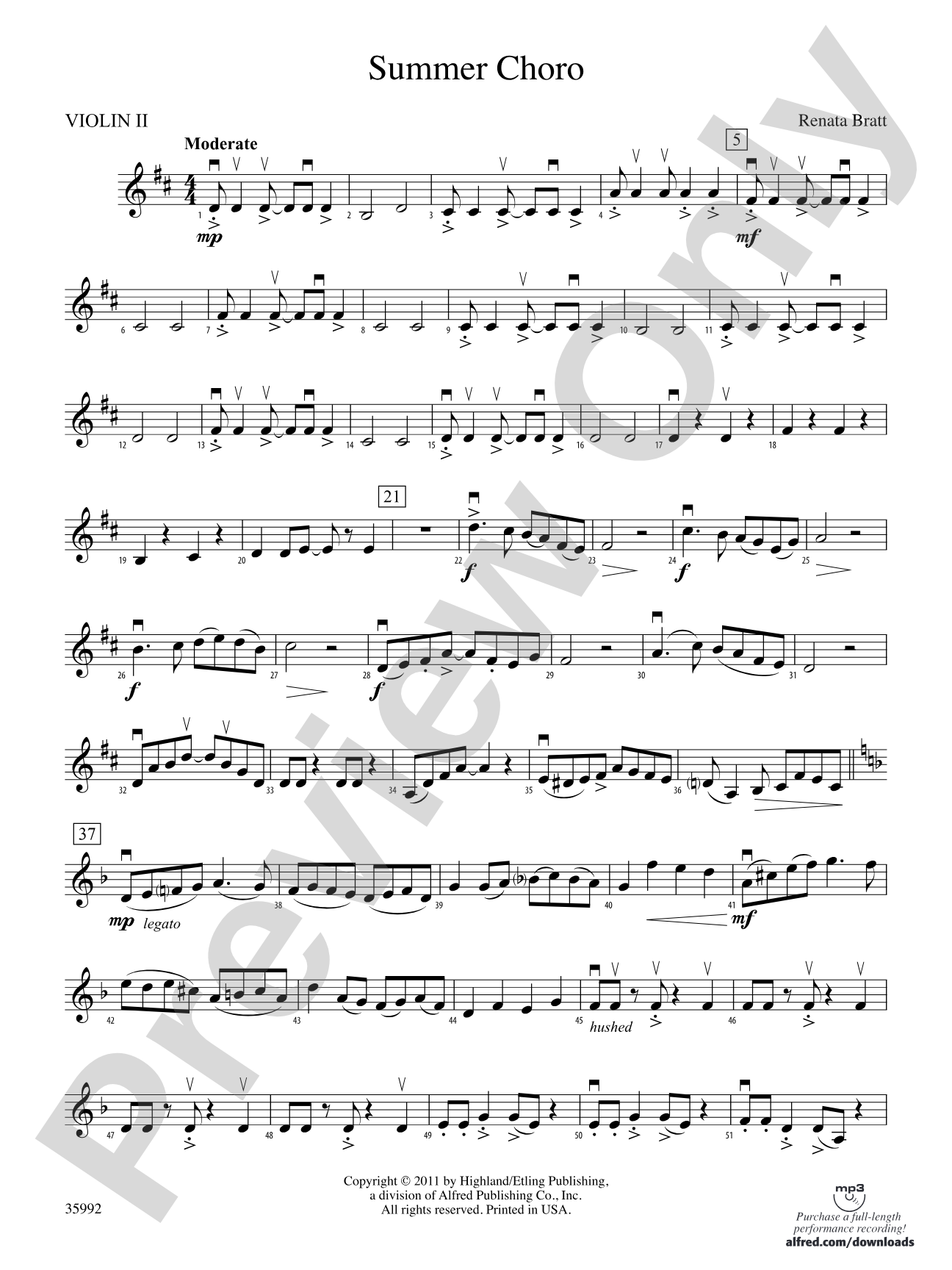 Summer Choro: 2nd Violin