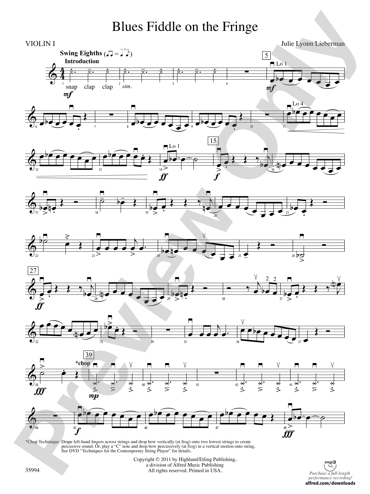 Blues Fiddle on the Fringe: 1st Violin