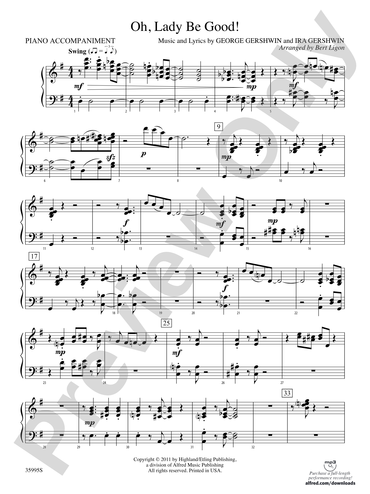 Oh, Lady Be Good!: Piano Accompaniment