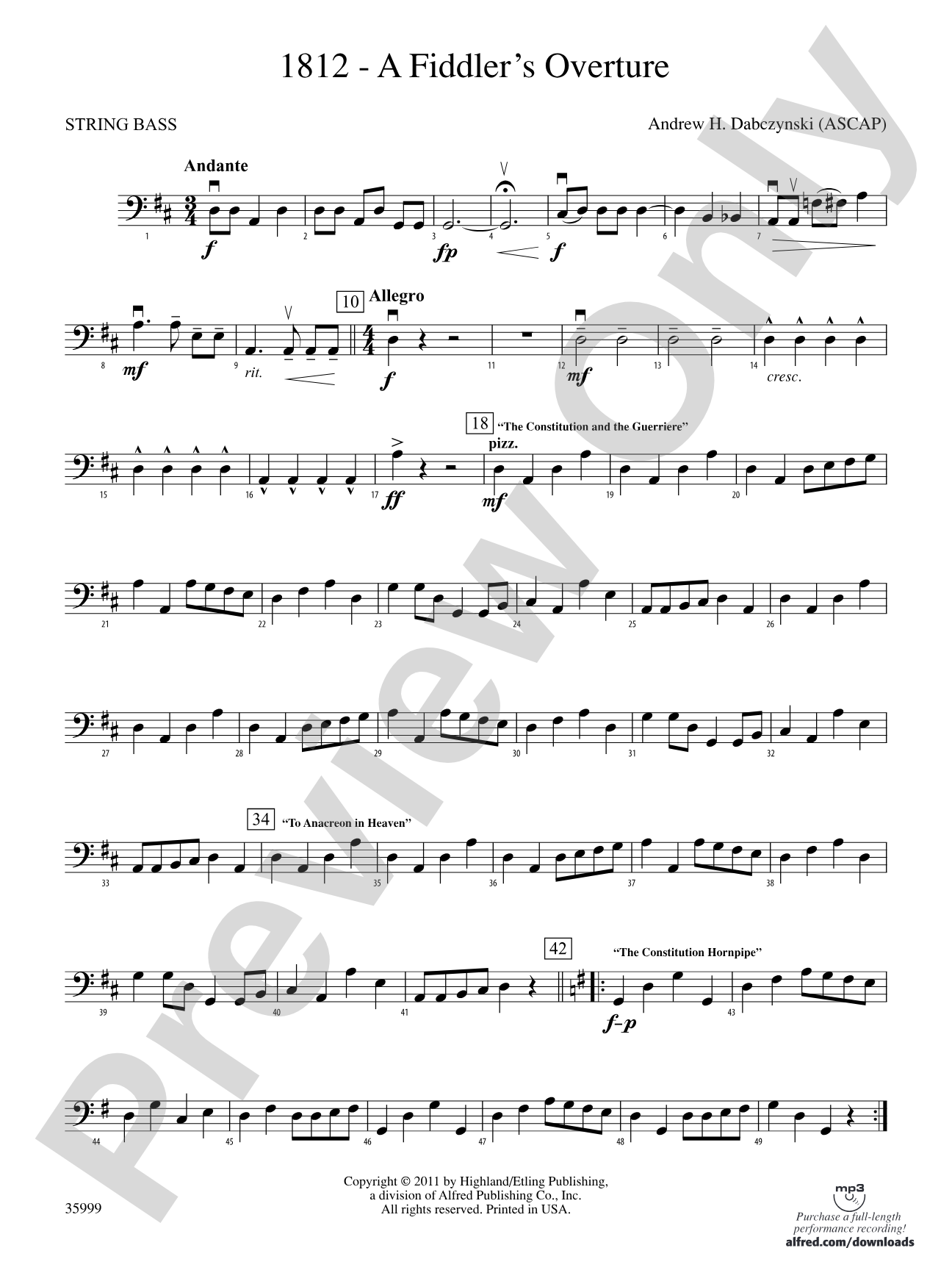 1812 -- A Fiddler's Overture: String Bass