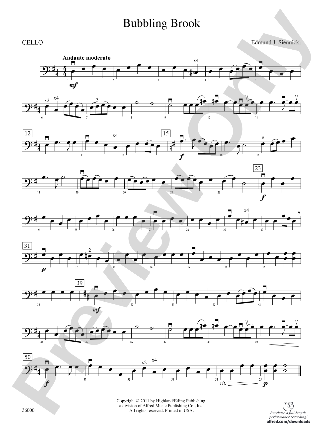 Bubbling Brook: Cello