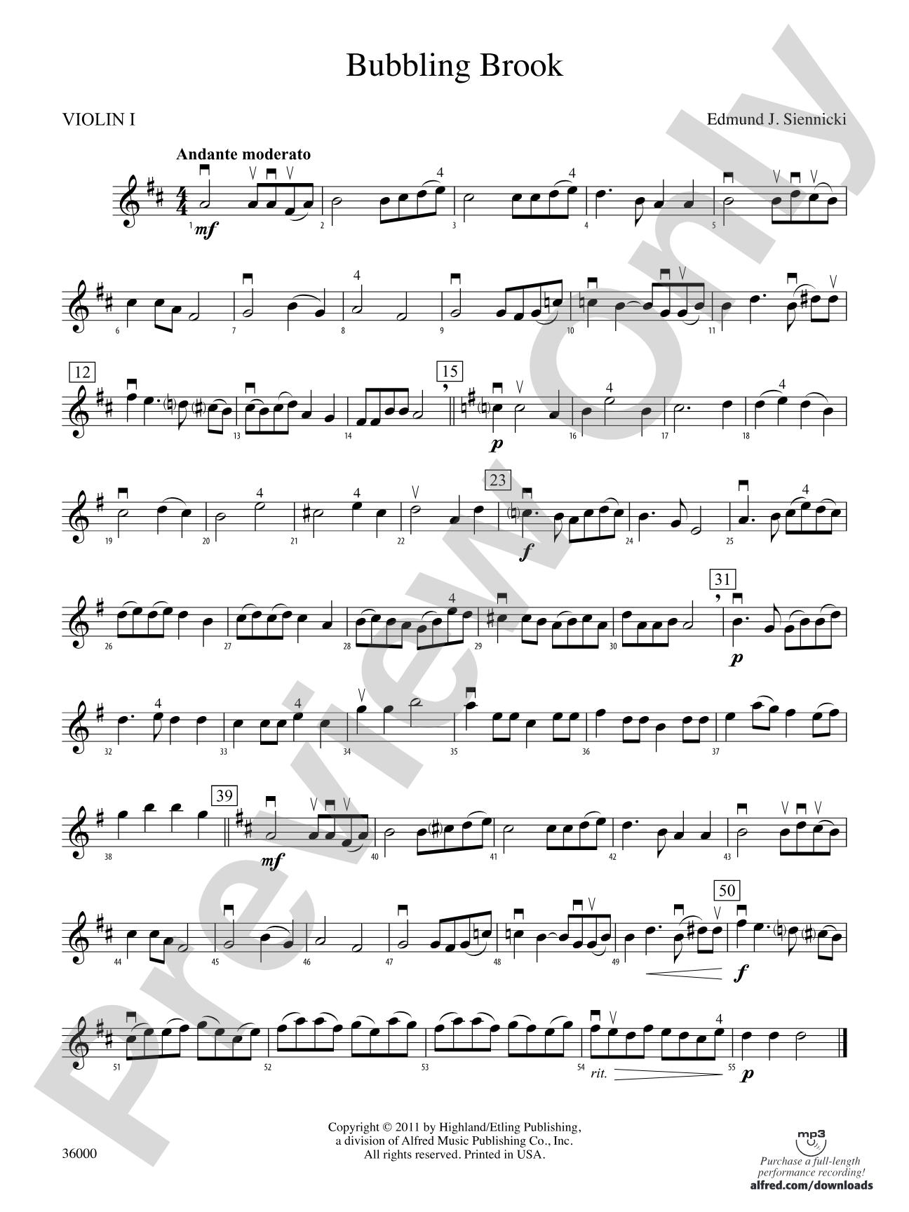 Bubbling Brook: 1st Violin