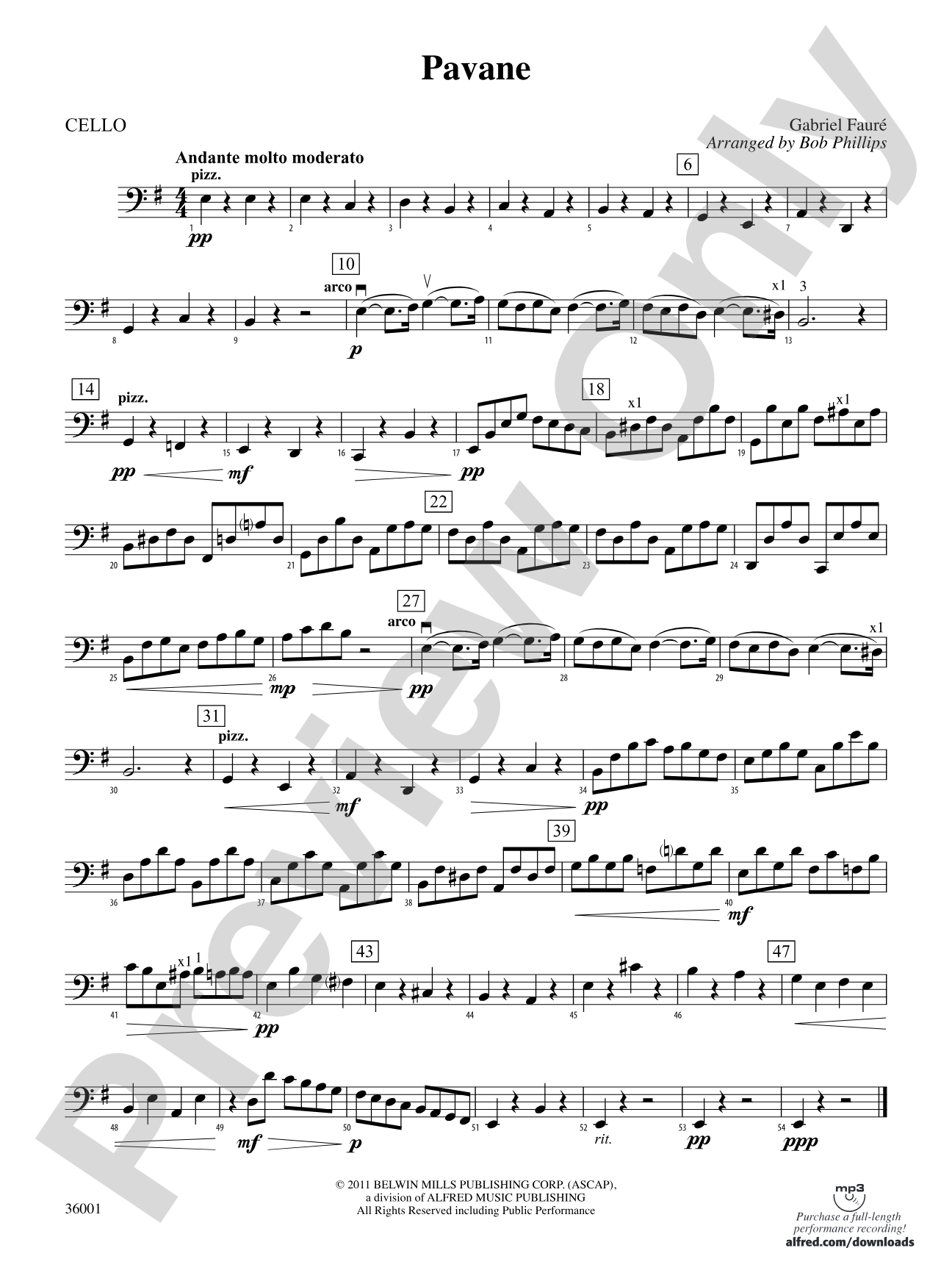 Pavane: Cello