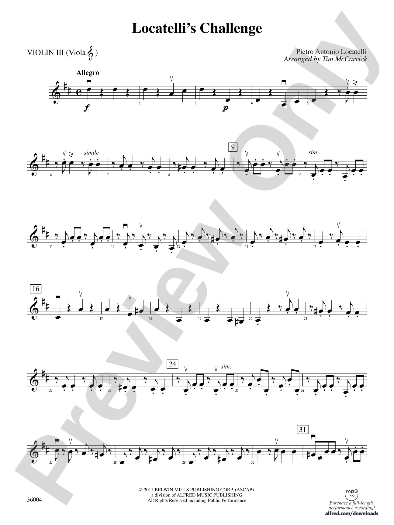 Locatelli's Challenge: 3rd Violin (Viola [TC])