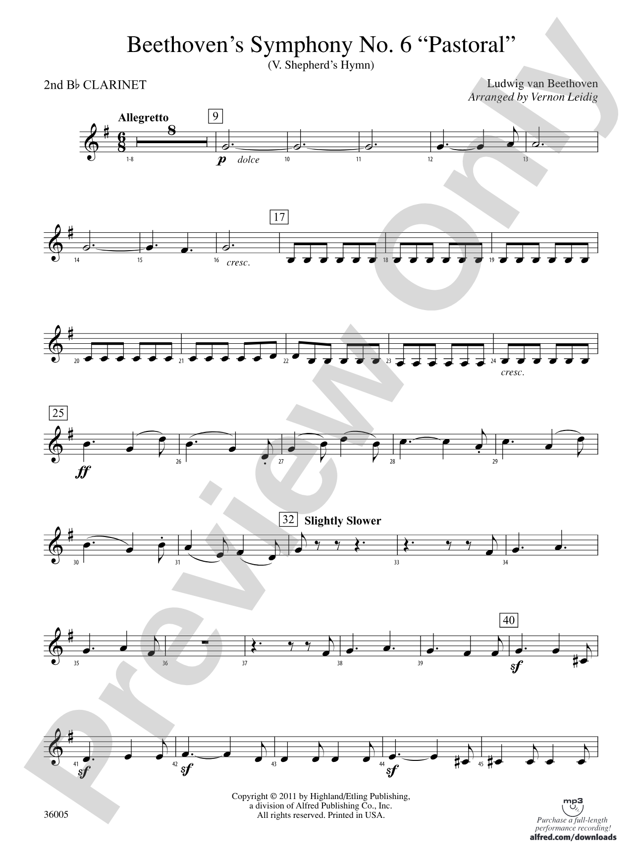 Beethoven's Symphony No. 6 "Pastoral": 2nd B-flat Clarinet