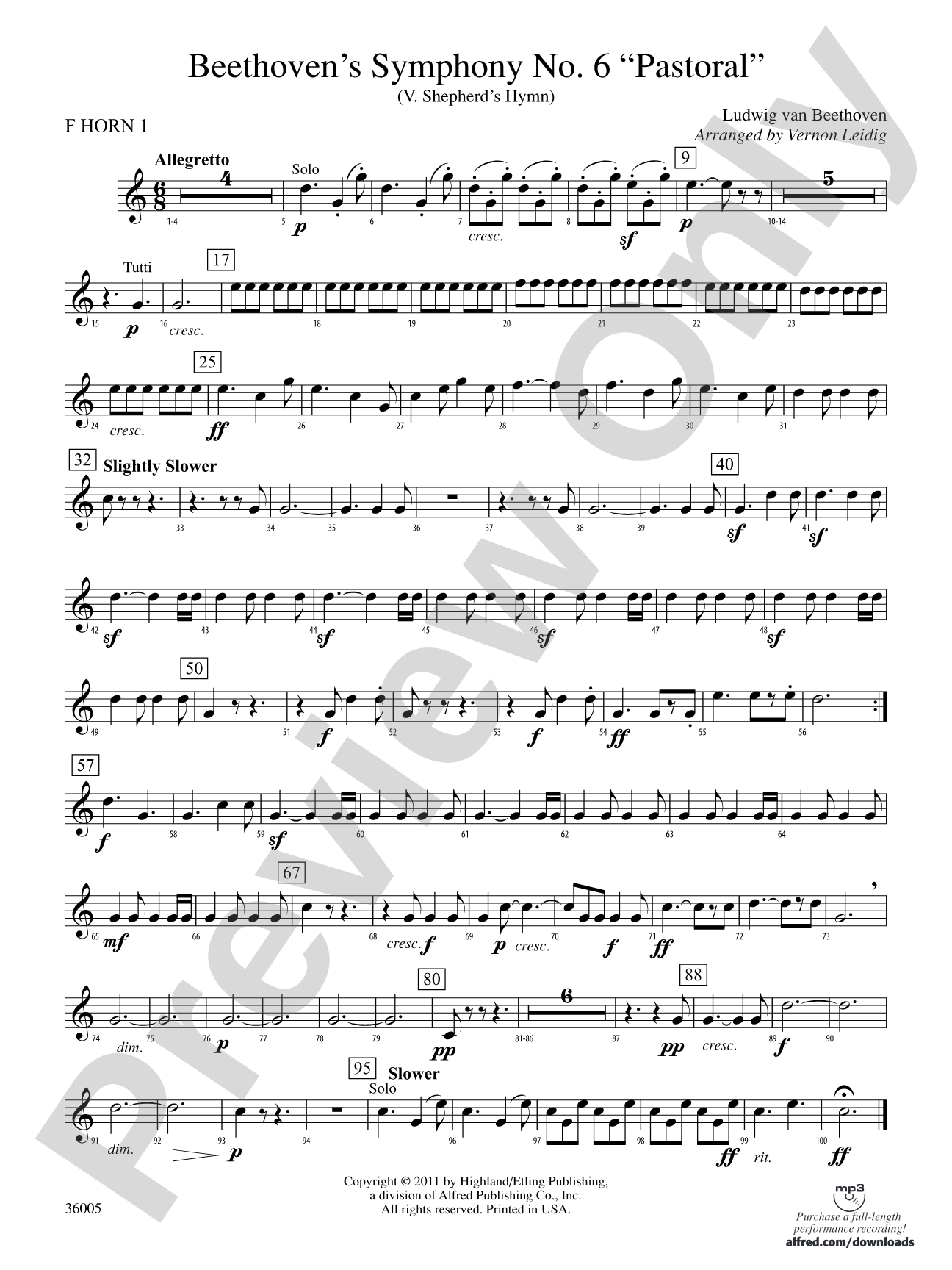 Beethoven's Symphony No. 6 "Pastoral": 1st F Horn