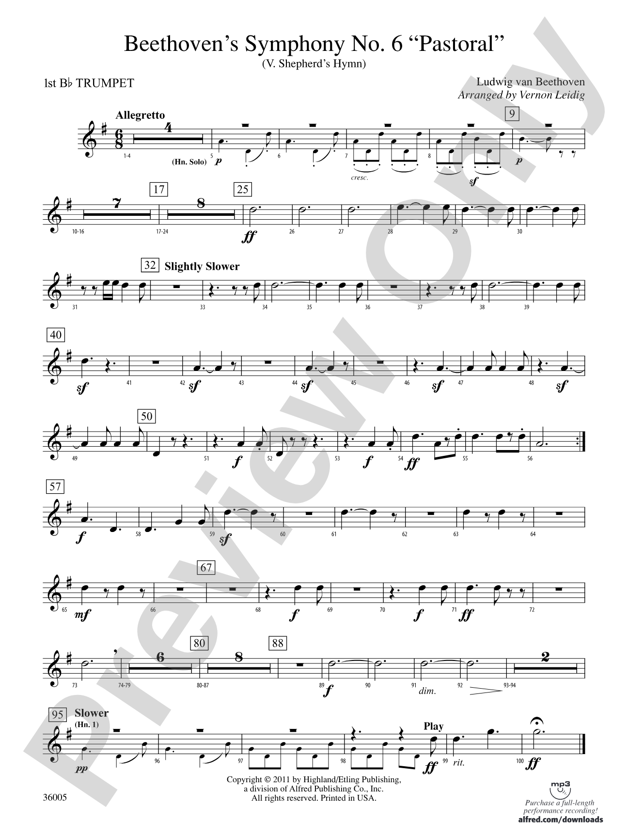 Beethoven's Symphony No. 6 "Pastoral": 1st B-flat Trumpet