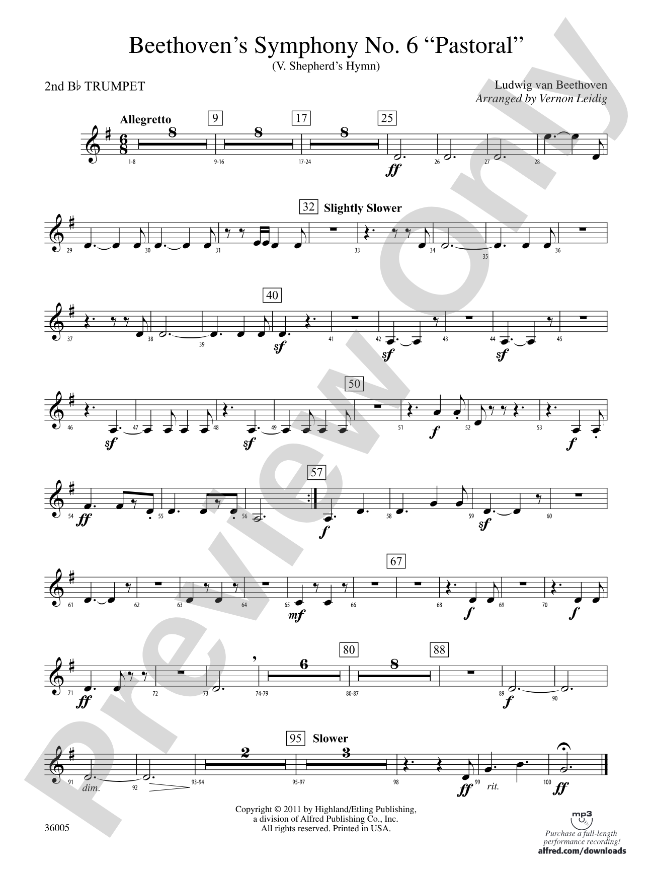 Beethoven's Symphony No. 6 "Pastoral": 2nd B-flat Trumpet