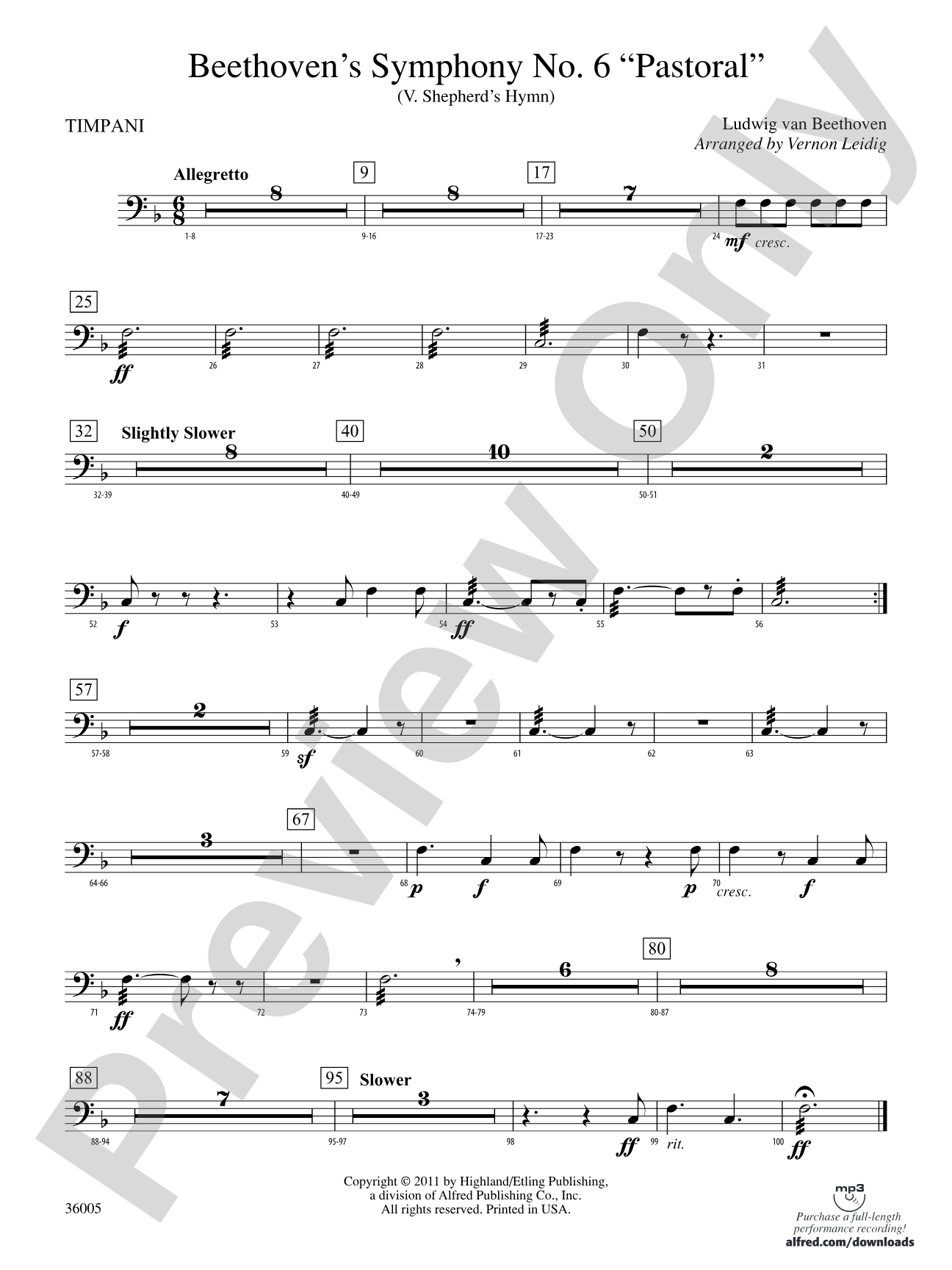 Beethoven's Symphony No. 6 "Pastoral": Timpani