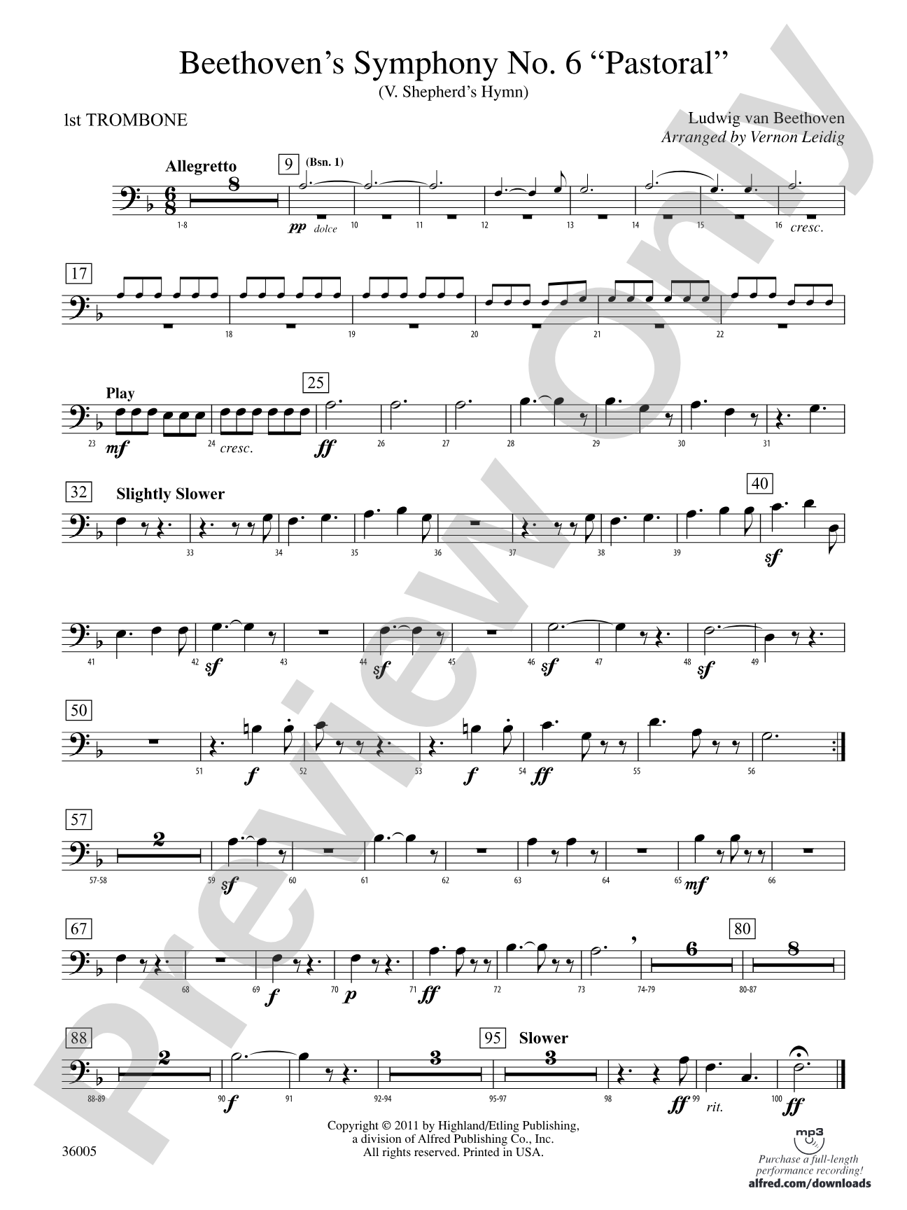 Beethoven's Symphony No. 6 "Pastoral": 1st Trombone