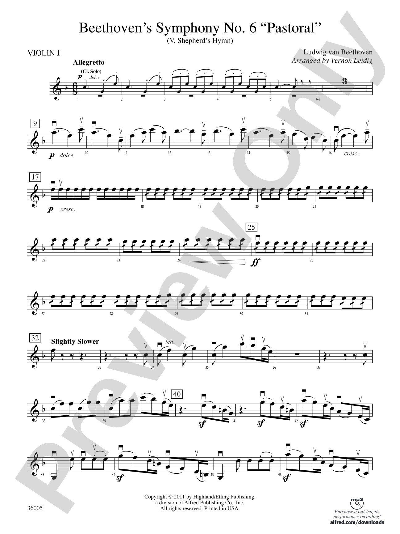 Beethoven's Symphony No. 6 "Pastoral": 1st Violin