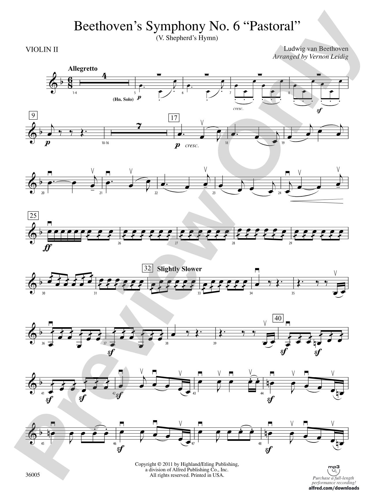 Beethoven's Symphony No. 6 "Pastoral": 2nd Violin