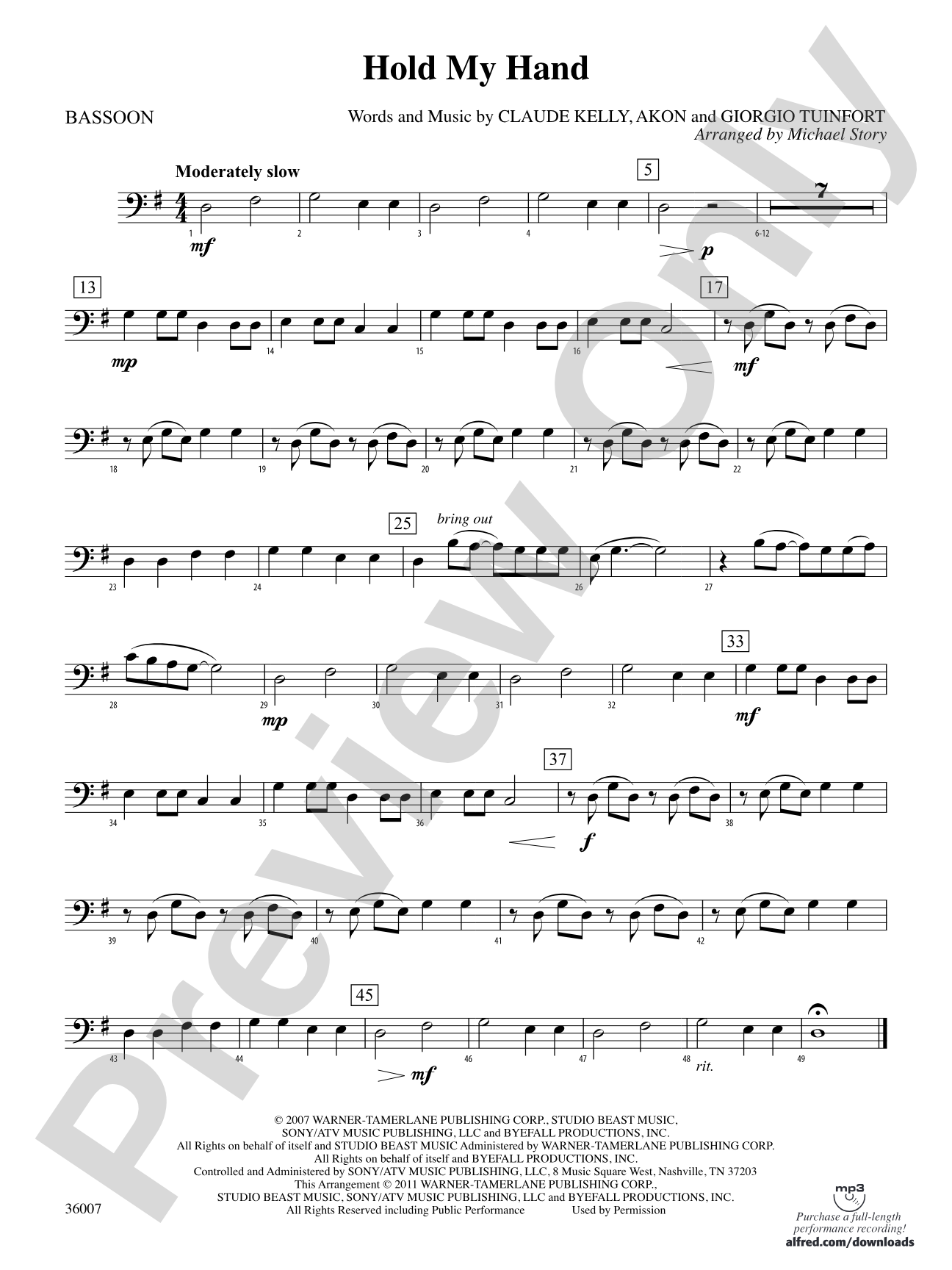 Hold My Hand: Bassoon