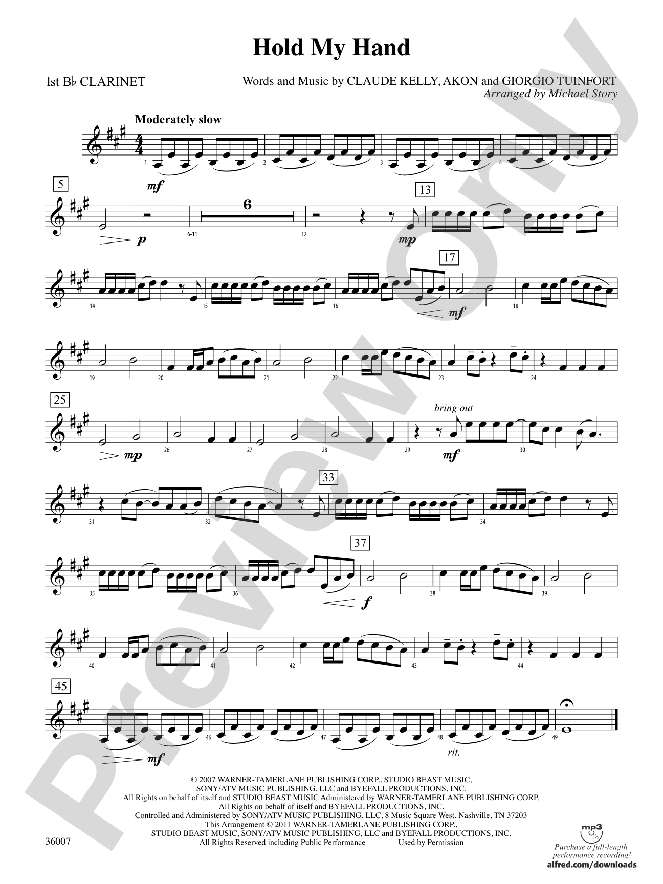Hold My Hand: 1st B-flat Clarinet