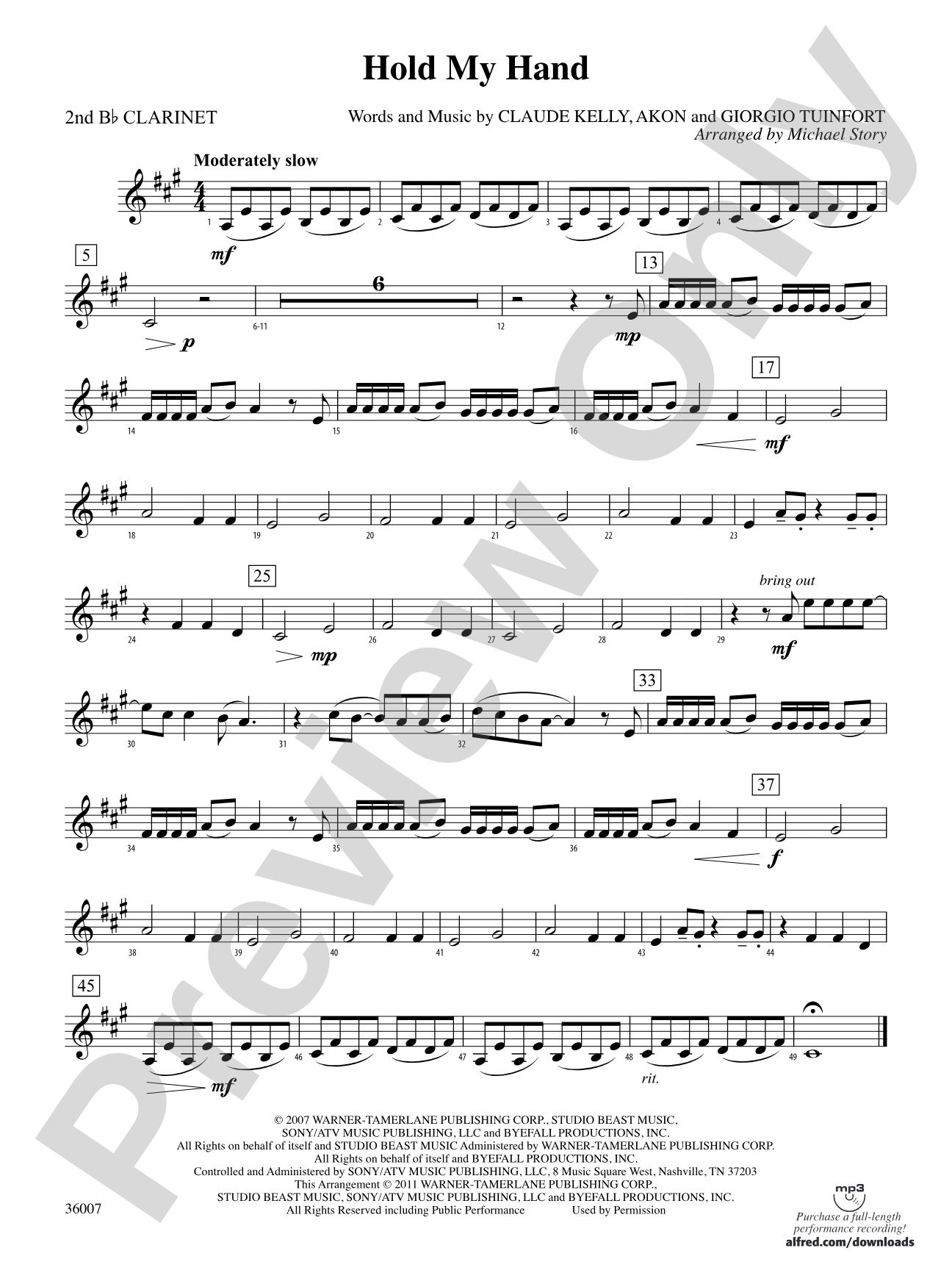 Hold My Hand: 2nd B-flat Clarinet