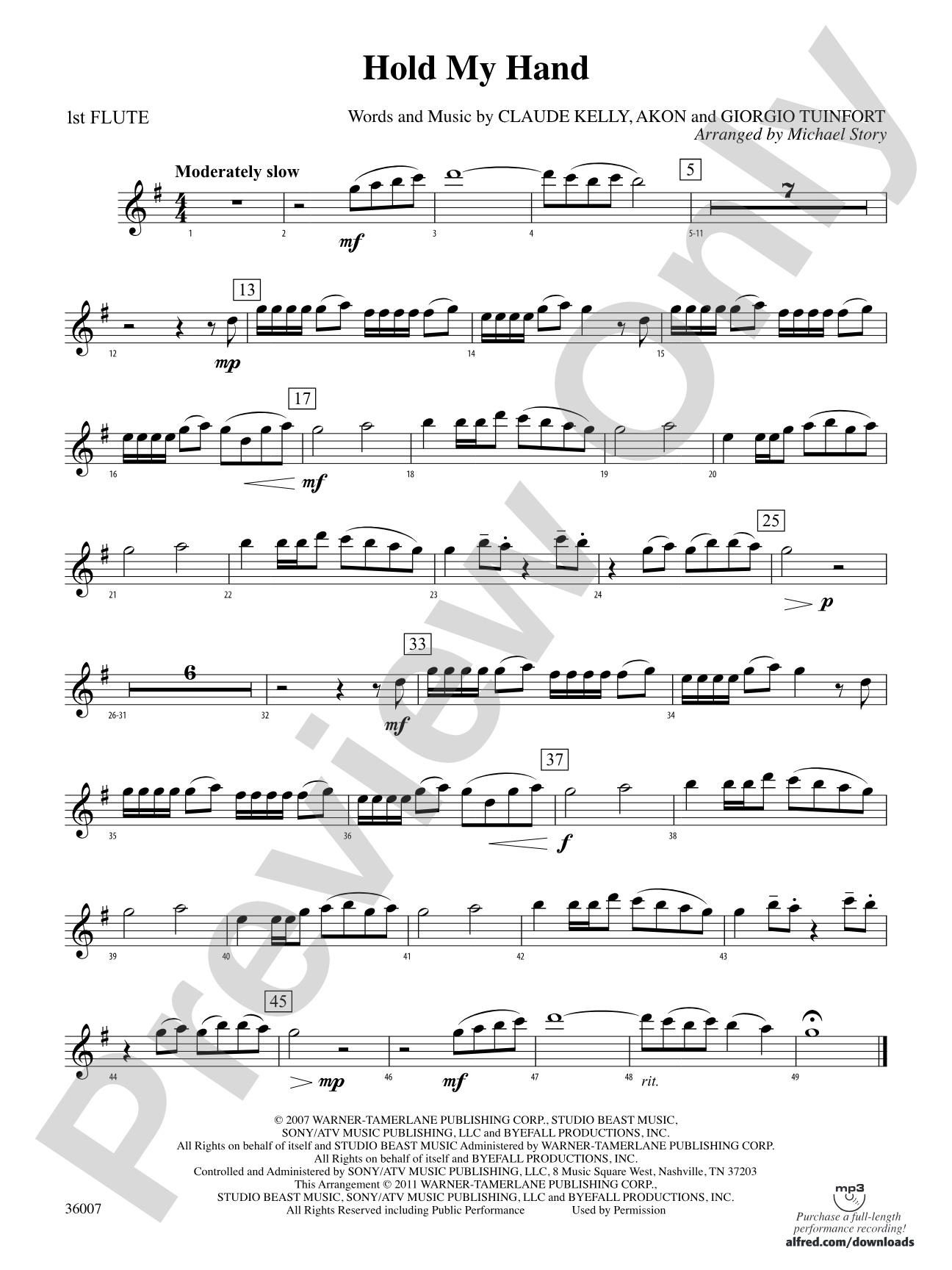 Hold My Hand: Flute