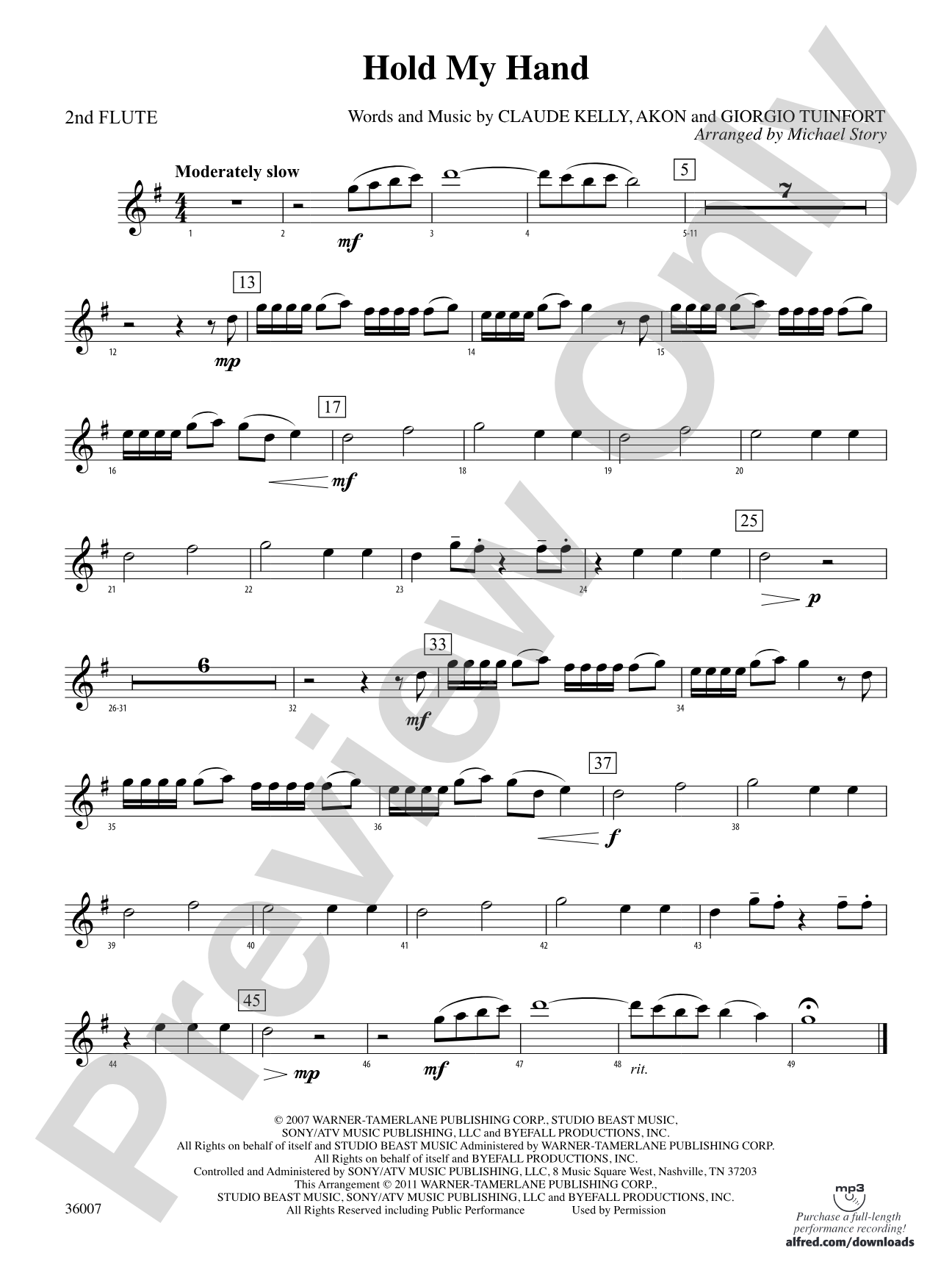 Hold My Hand: 2nd Flute