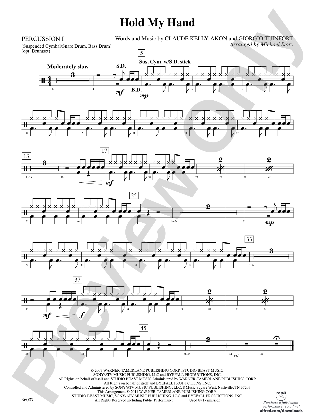 Hold My Hand: 1st Percussion