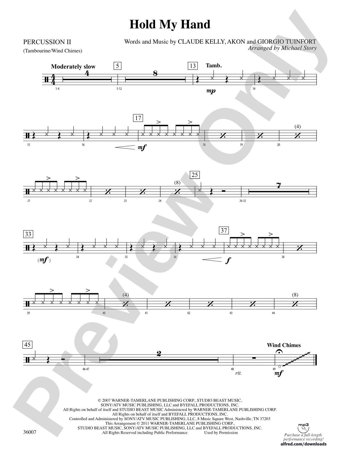 Hold My Hand: 2nd Percussion
