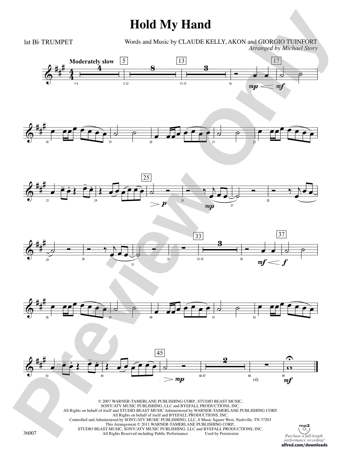 Hold My Hand: 1st B-flat Trumpet