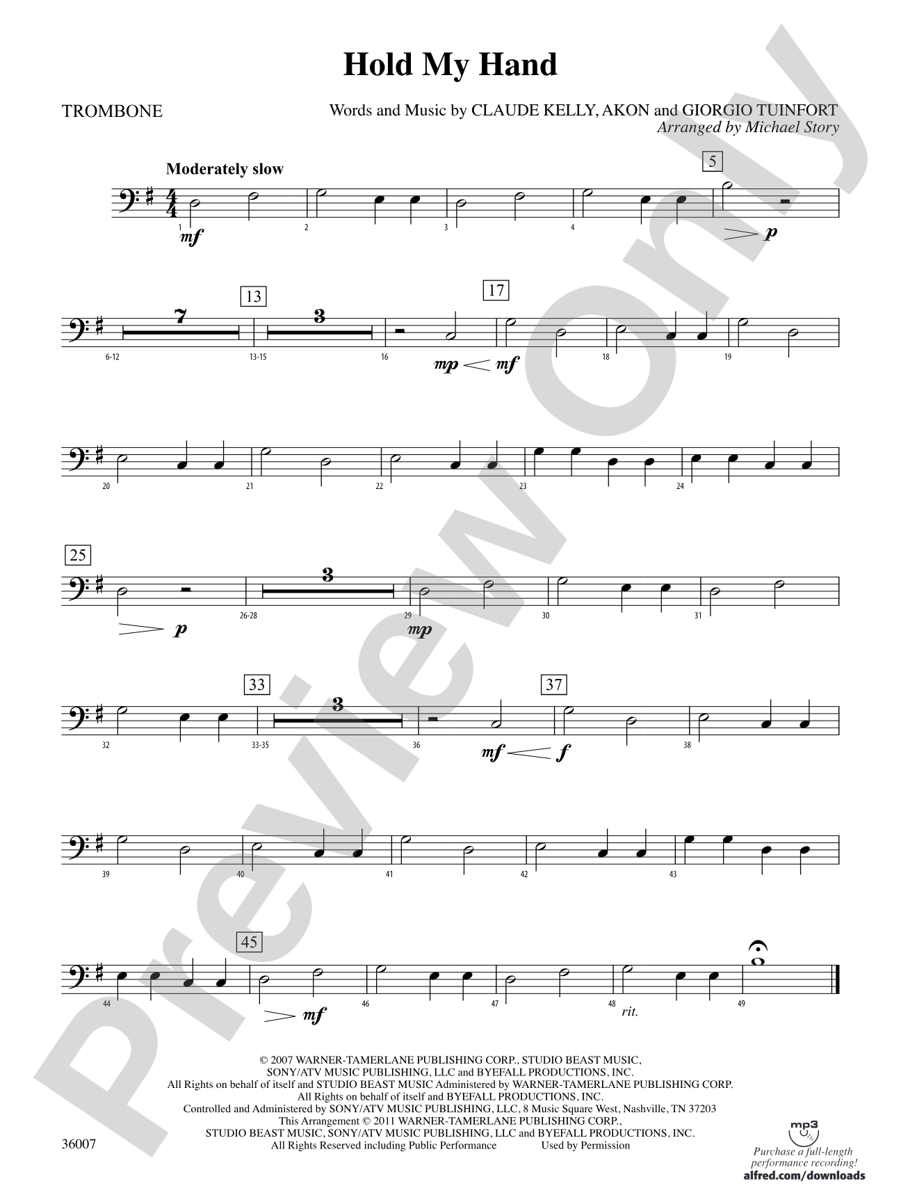 Hold My Hand: 1st Trombone
