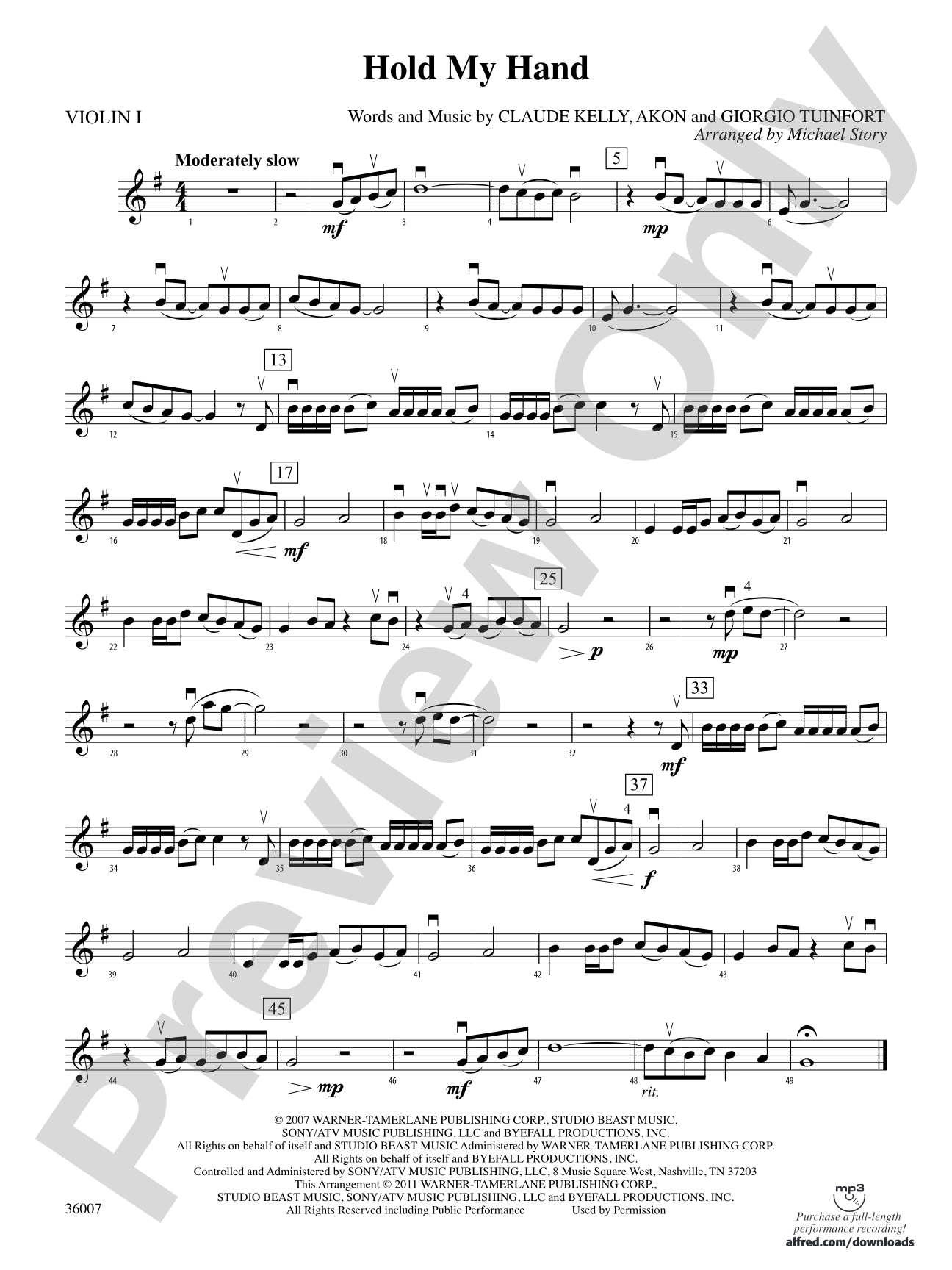 Hold My Hand: 1st Violin
