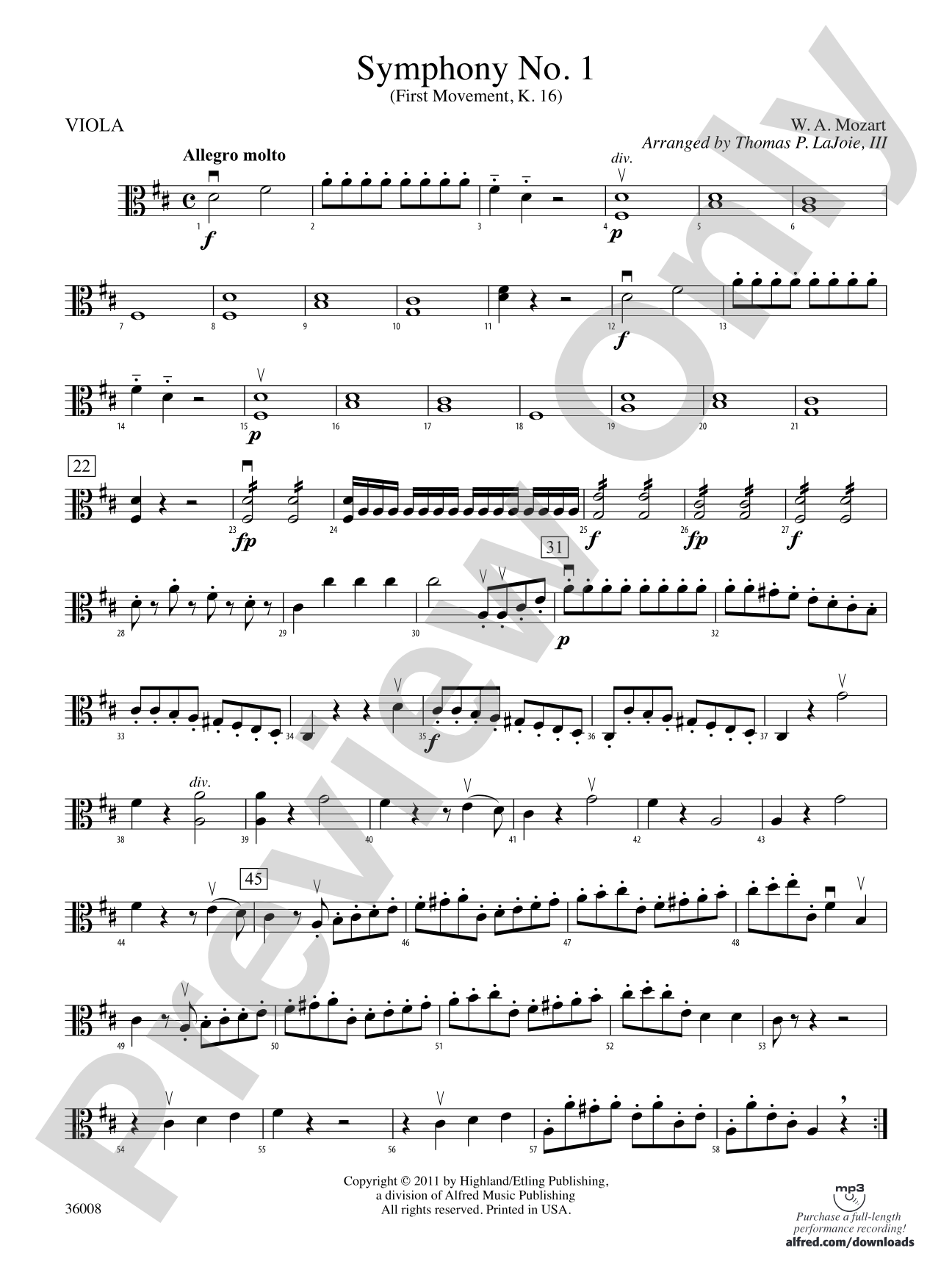 Symphony No. 1: Viola