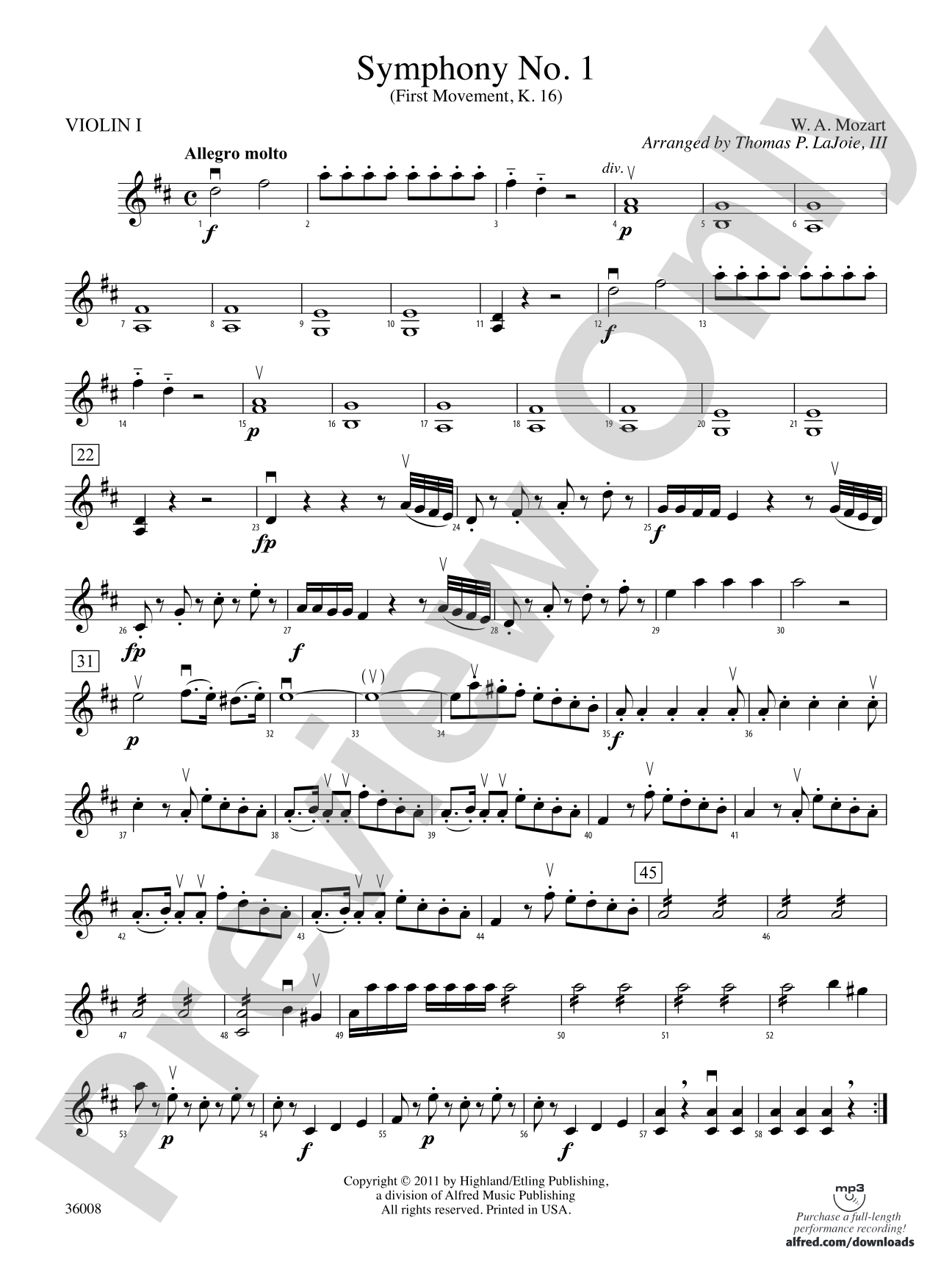 Symphony No. 1: 1st Violin
