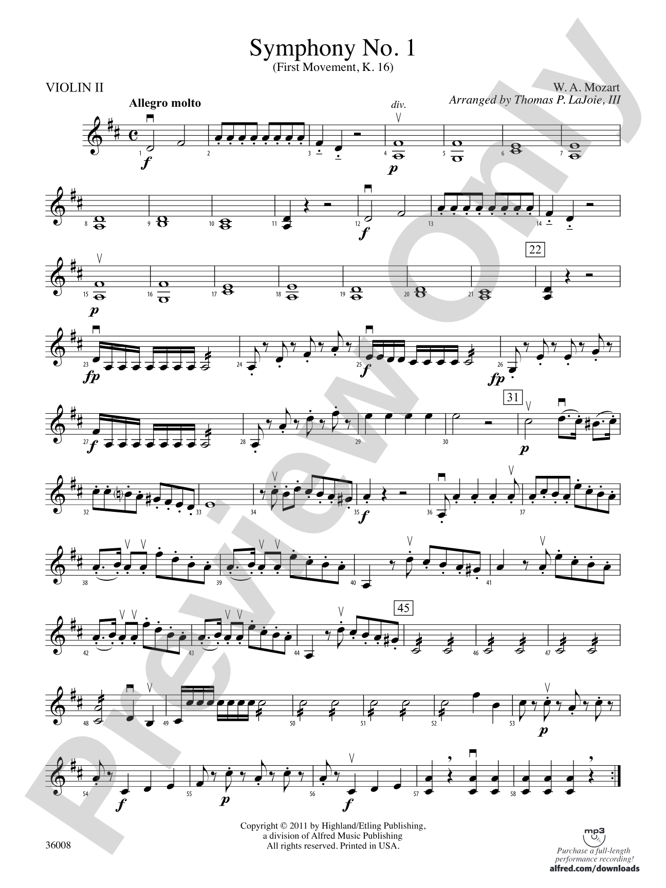 Symphony No. 1: 2nd Violin