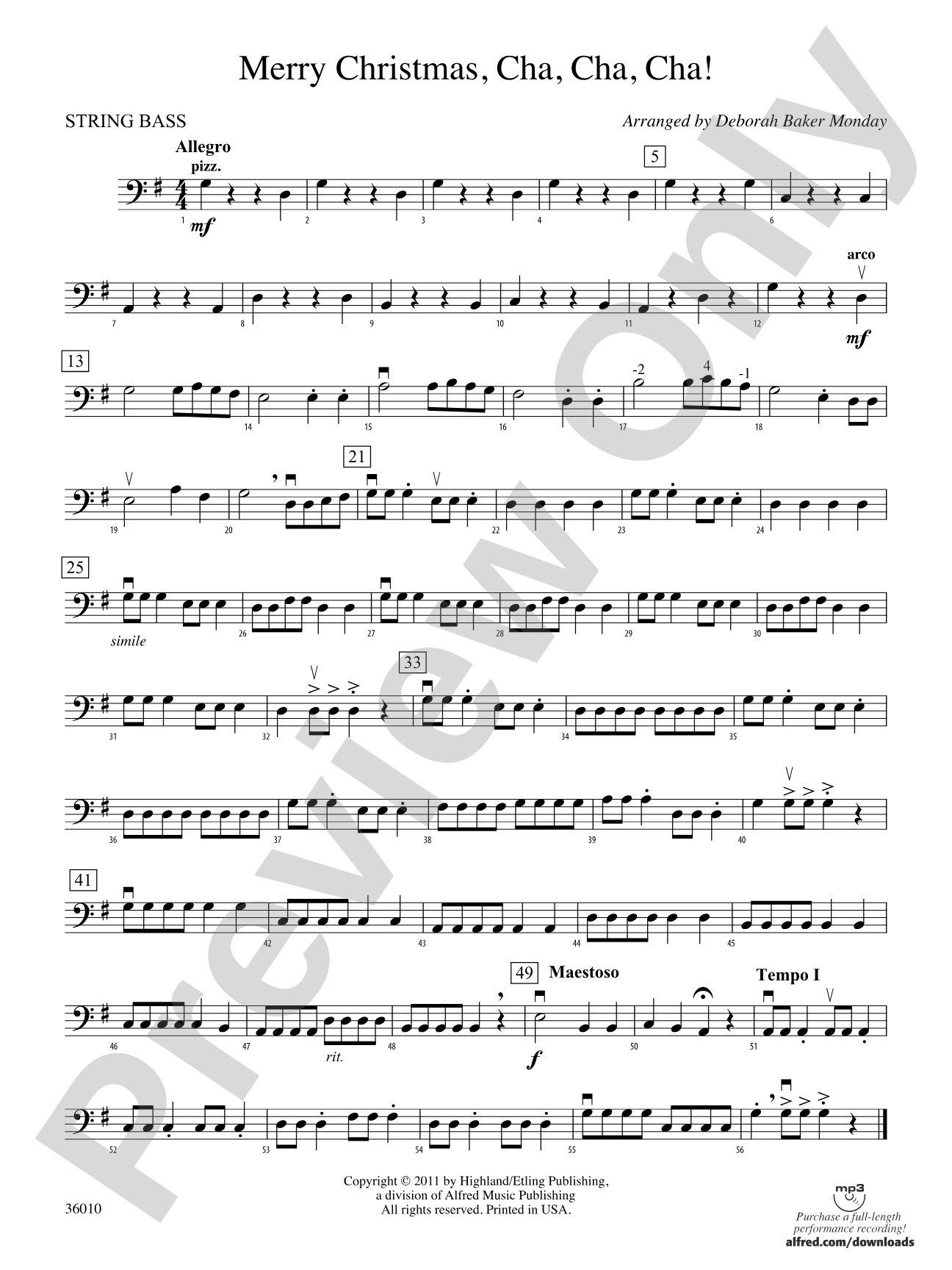 Merry Christmas, Cha, Cha, Cha!: String Bass