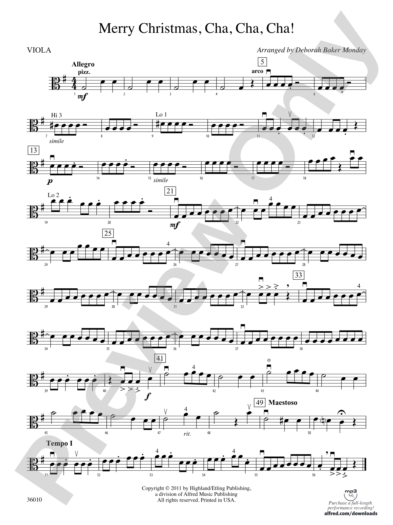 Merry Christmas, Cha, Cha, Cha!: Viola