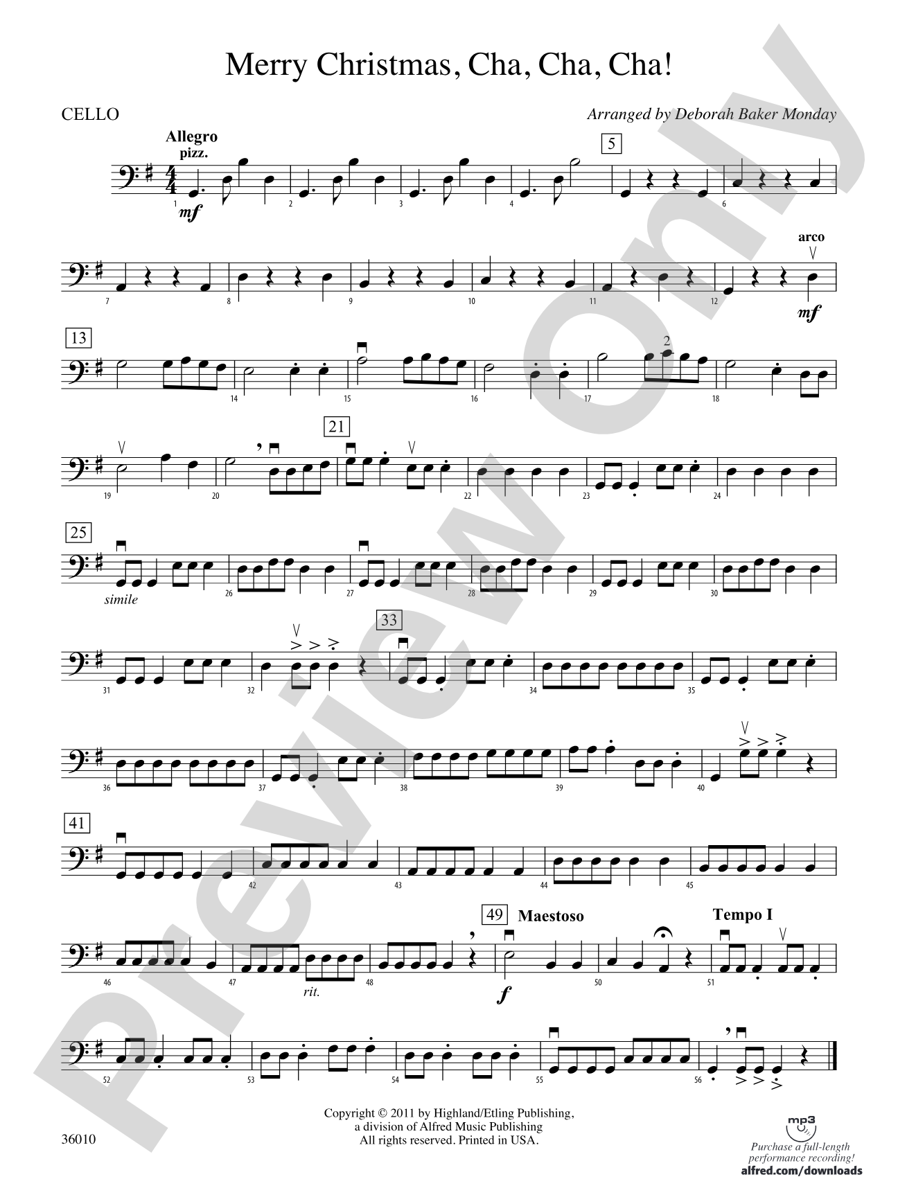 Merry Christmas, Cha, Cha, Cha!: Cello