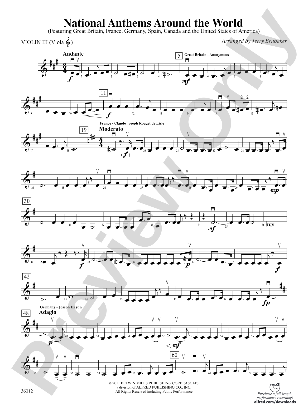 National Anthems Around the World: 3rd Violin (Viola [TC])