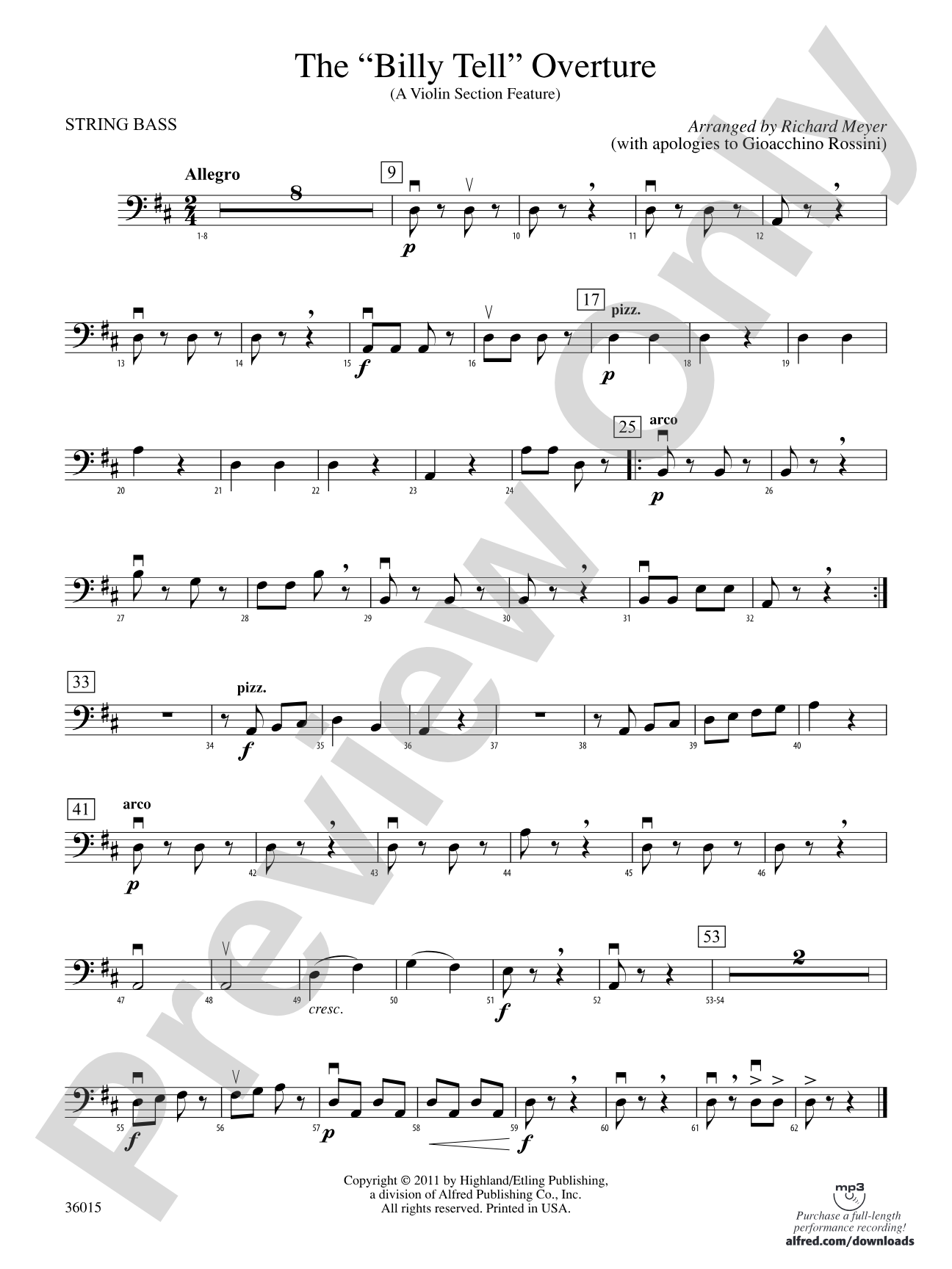 The "Billy Tell" Overture: String Bass