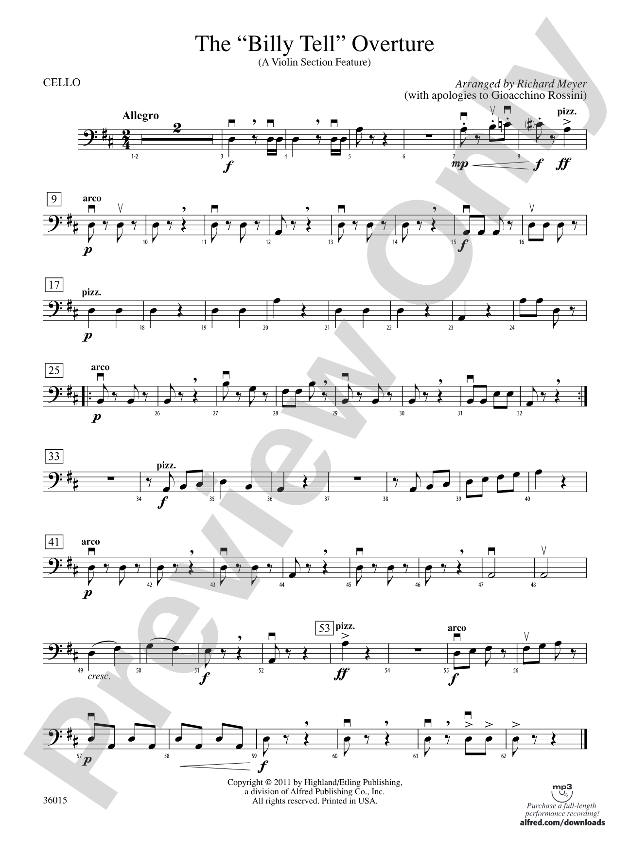 The "Billy Tell" Overture: Cello