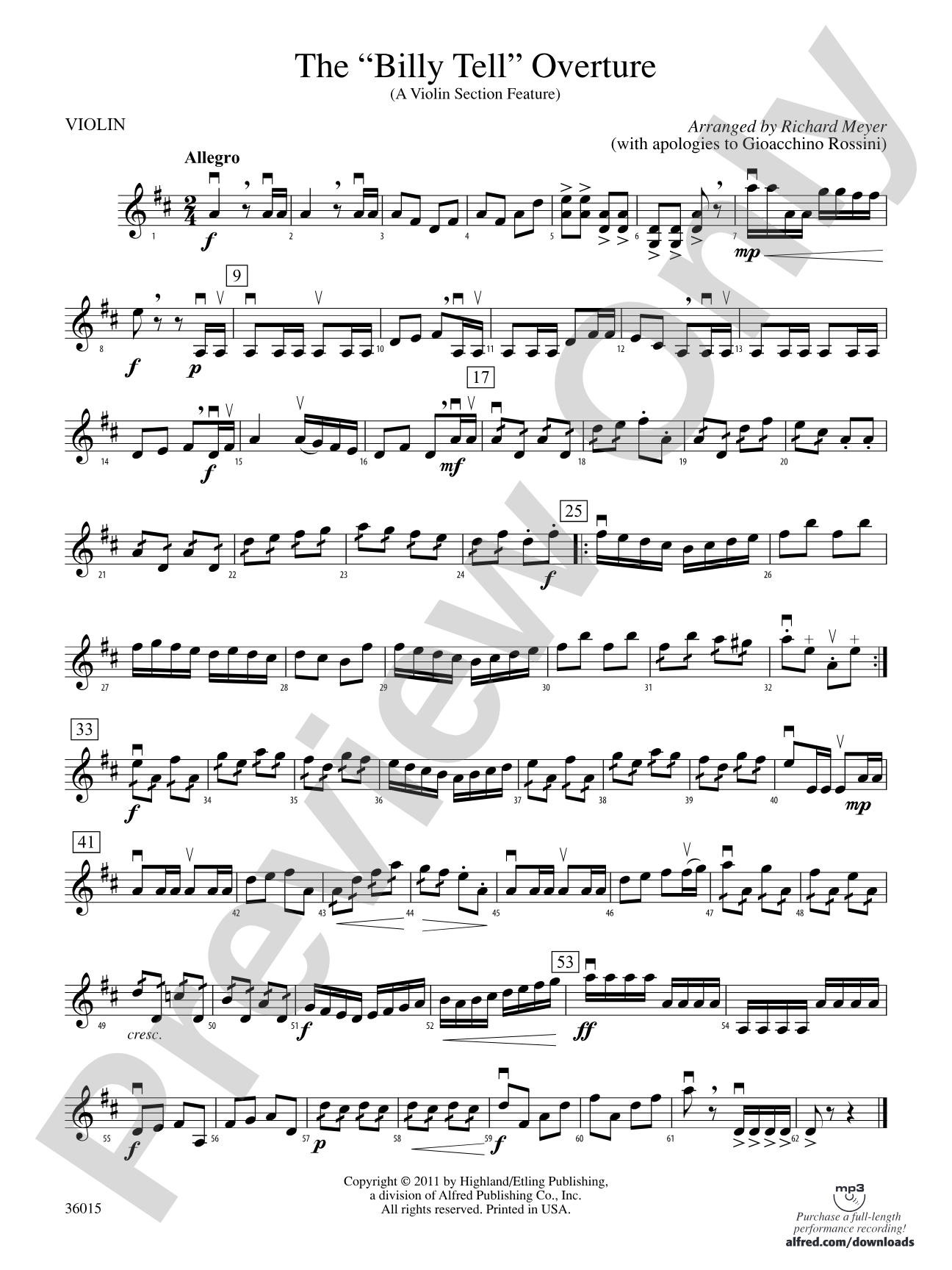 The "Billy Tell" Overture: 1st Violin